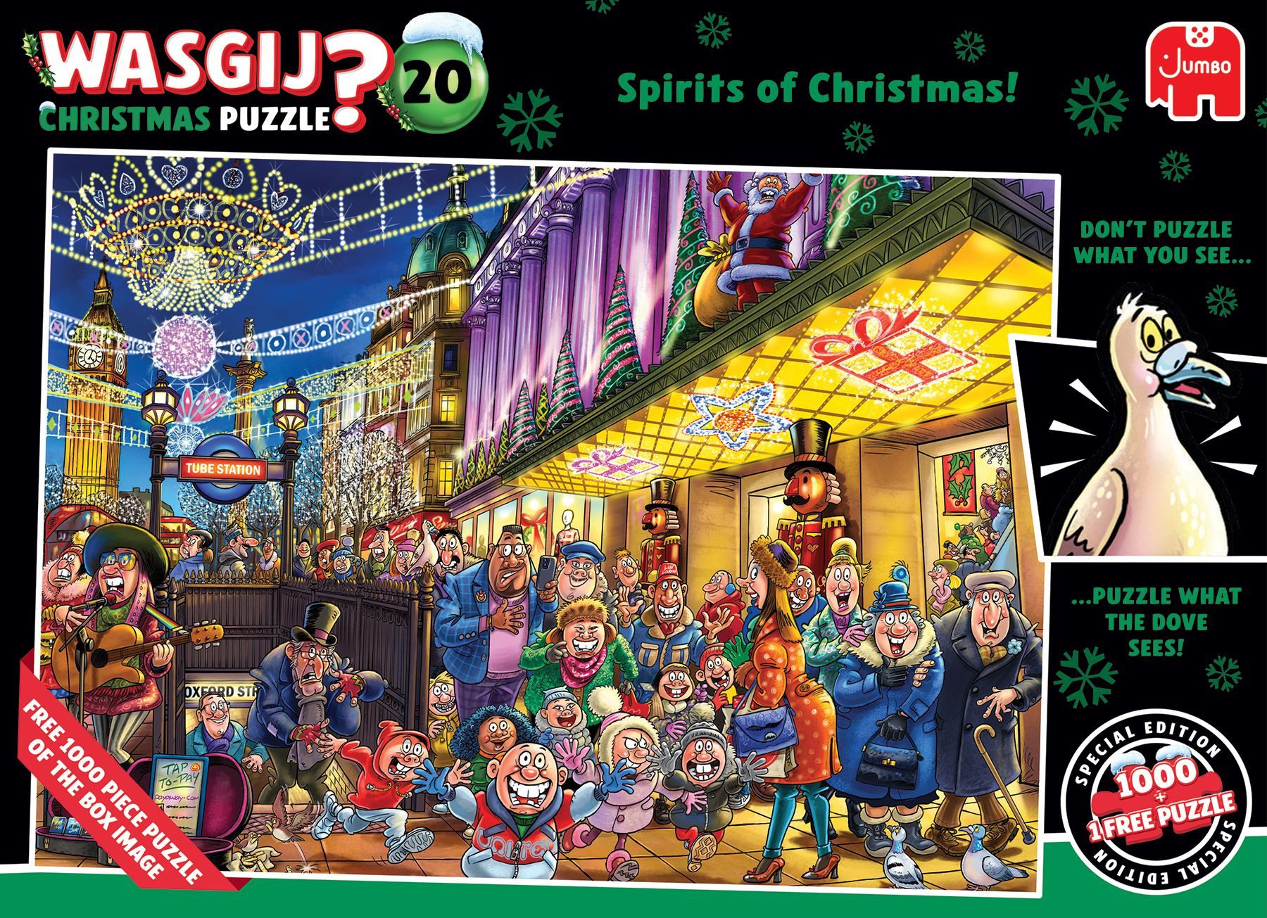 Jumbo Spiele Puzzle Wasgij Christmas 20 - Christmas Carol 2x1000 Teile Puzzle, 1000 Puzzleteile
