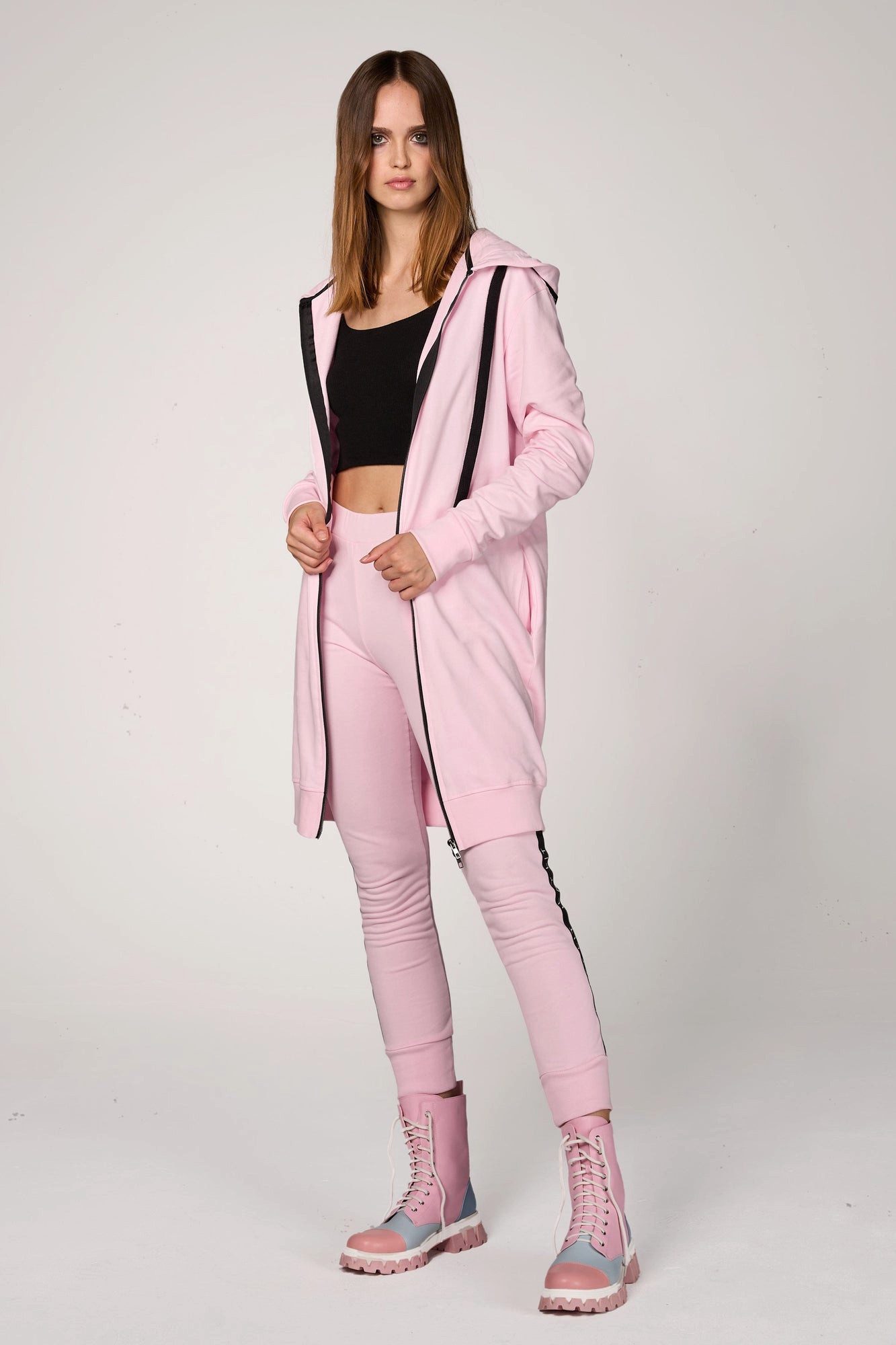 ILAY Lit Jerseymantel Hoodie Coat Midi Rosa