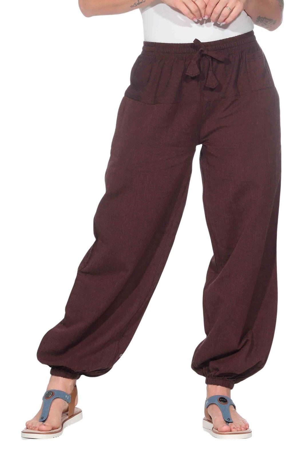 KUNST UND MAGIE Haremshose KUNST&MAGIE Damen Yoga/Pumphose Pluderhose unifarben Baumwolle lang