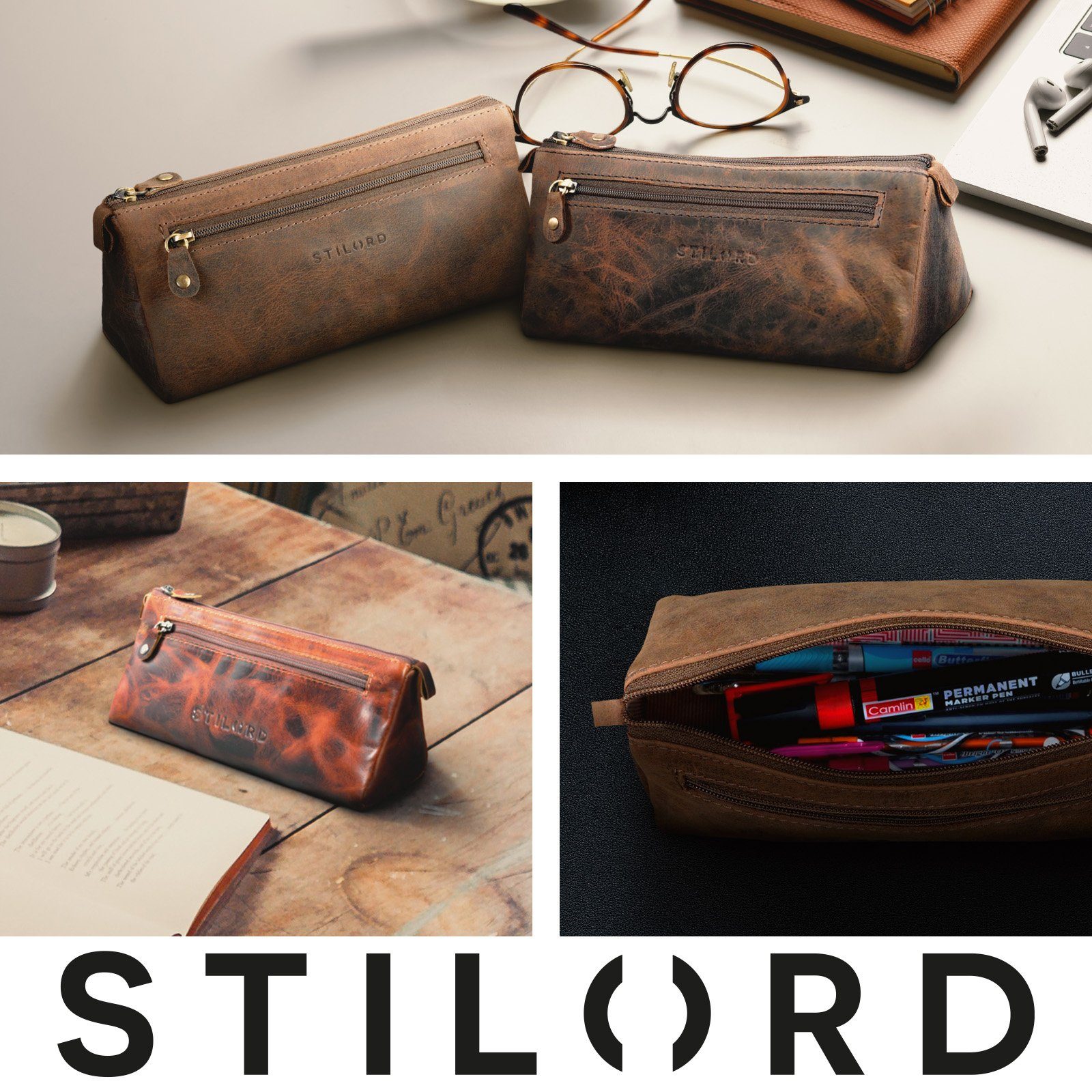 schwarz STILORD "Alexis" Etui Vintage Leder Etui