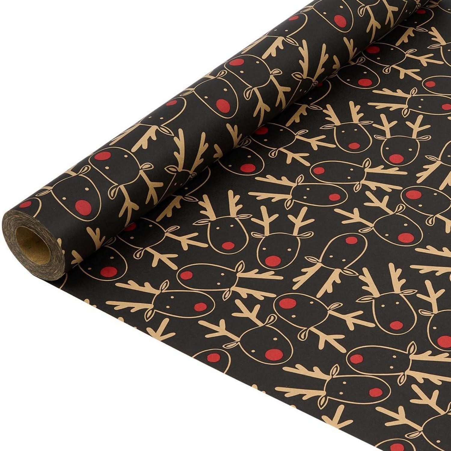 LuxusKollektion Geschenkpapier Geschenkpapier Rolle Rentierkopf schwarz 43x15m, (1St)