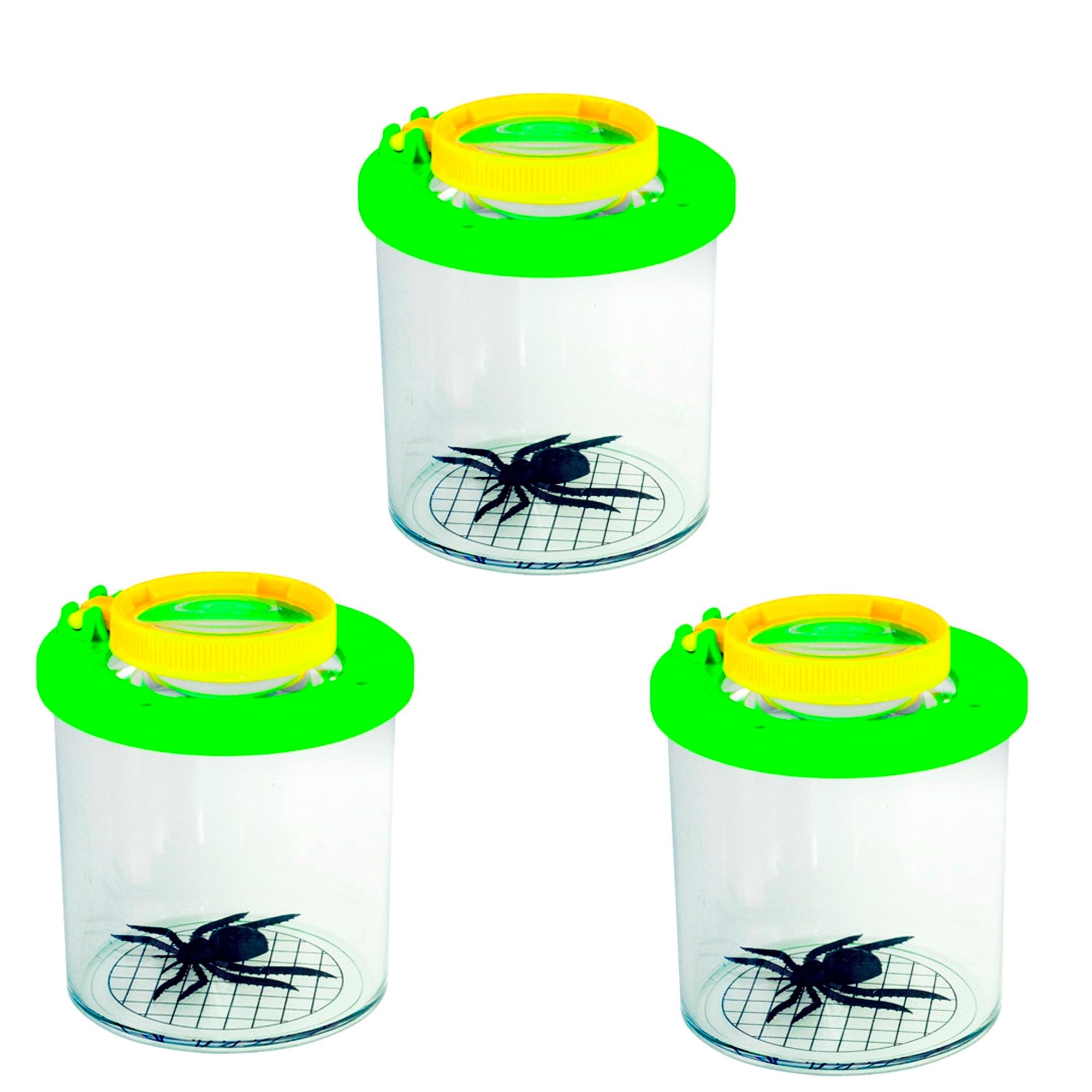 Edu-Toys Becherlupe Lupendose Becherlupe Insektenlupe grün, 2 bis 10 Stück bitte Variante auswählen, 3-tlg., wie für die Varianten notiert, mit Luftlöchern und mm-Skala