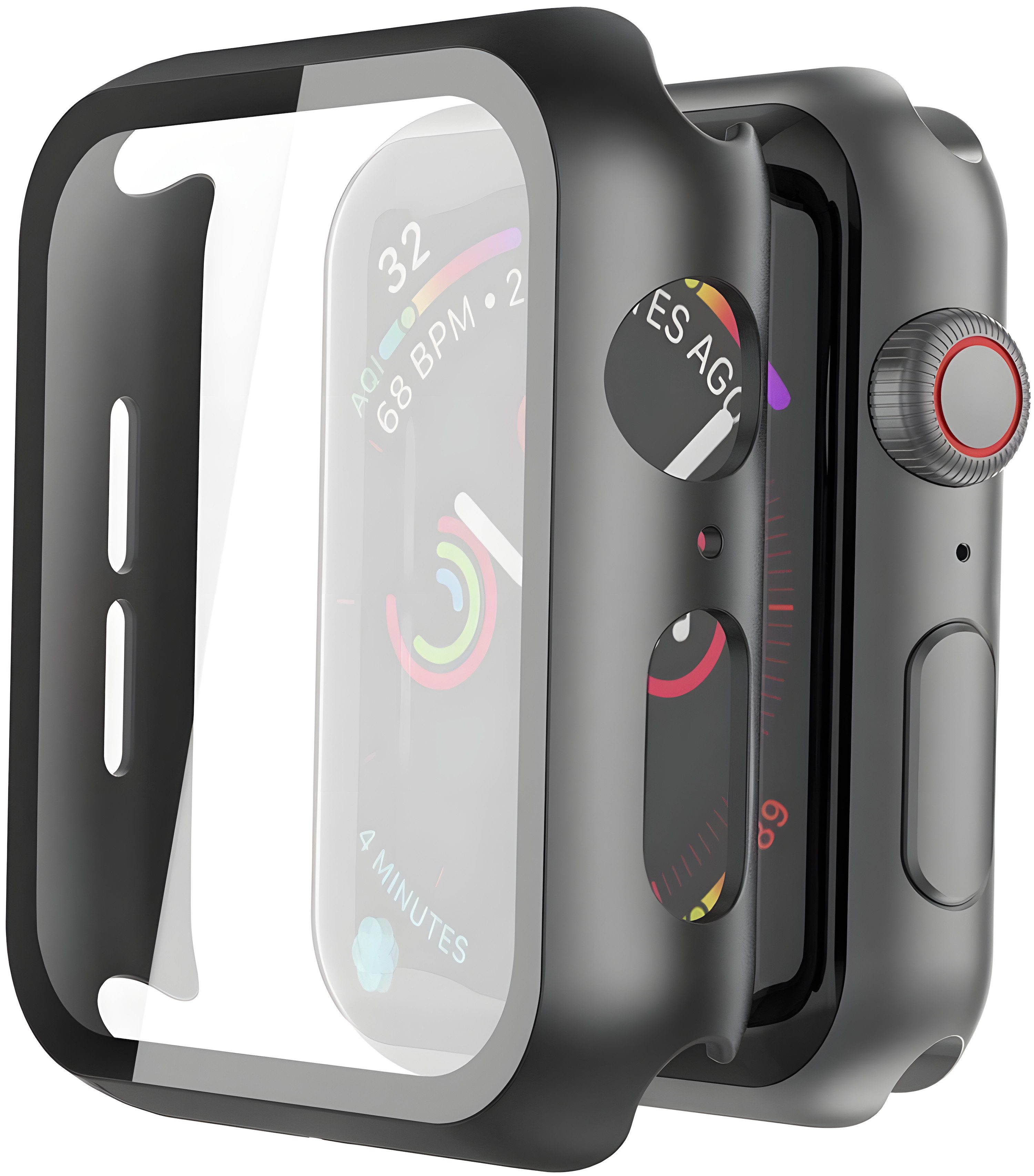 AVANA Smartwatch-Hülle für Apple Watch Series 9 8 7 41mm / 45mm Hülle Schutzhülle Case 360, Full-Cover, Glas Displayschutz, Schwarz