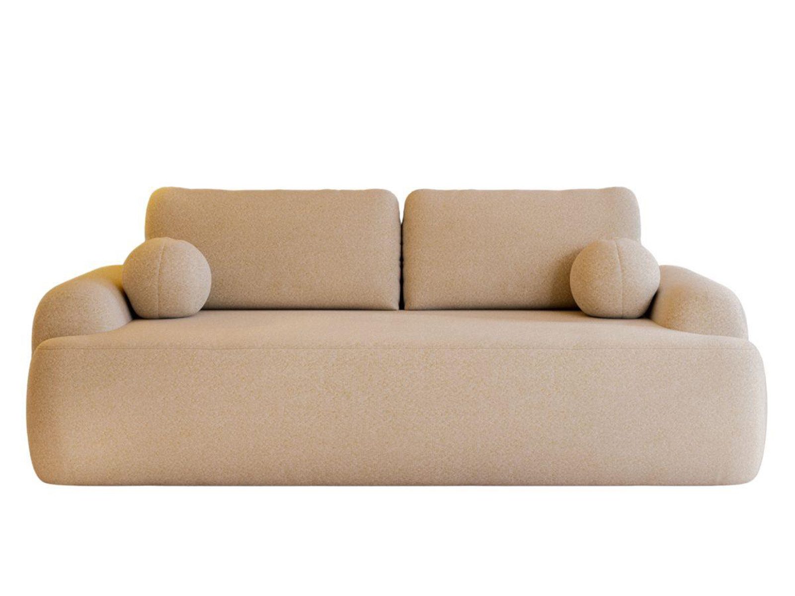 Compleo Schlafsofa rundes Design, Designer Sofa boucle- Teddy OLIO, Modern günstig online kaufen