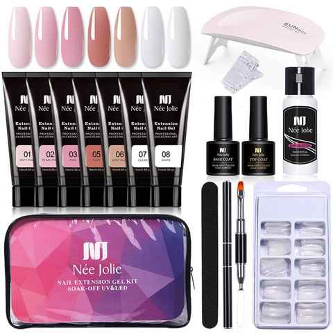 Scheiffy Nagellack-Set 15ml 7 Farben Nagelverlängerung Set 16 Stück, Nagelverlängerung, Nagelwerkzeuge, Nagellampe, Style 1