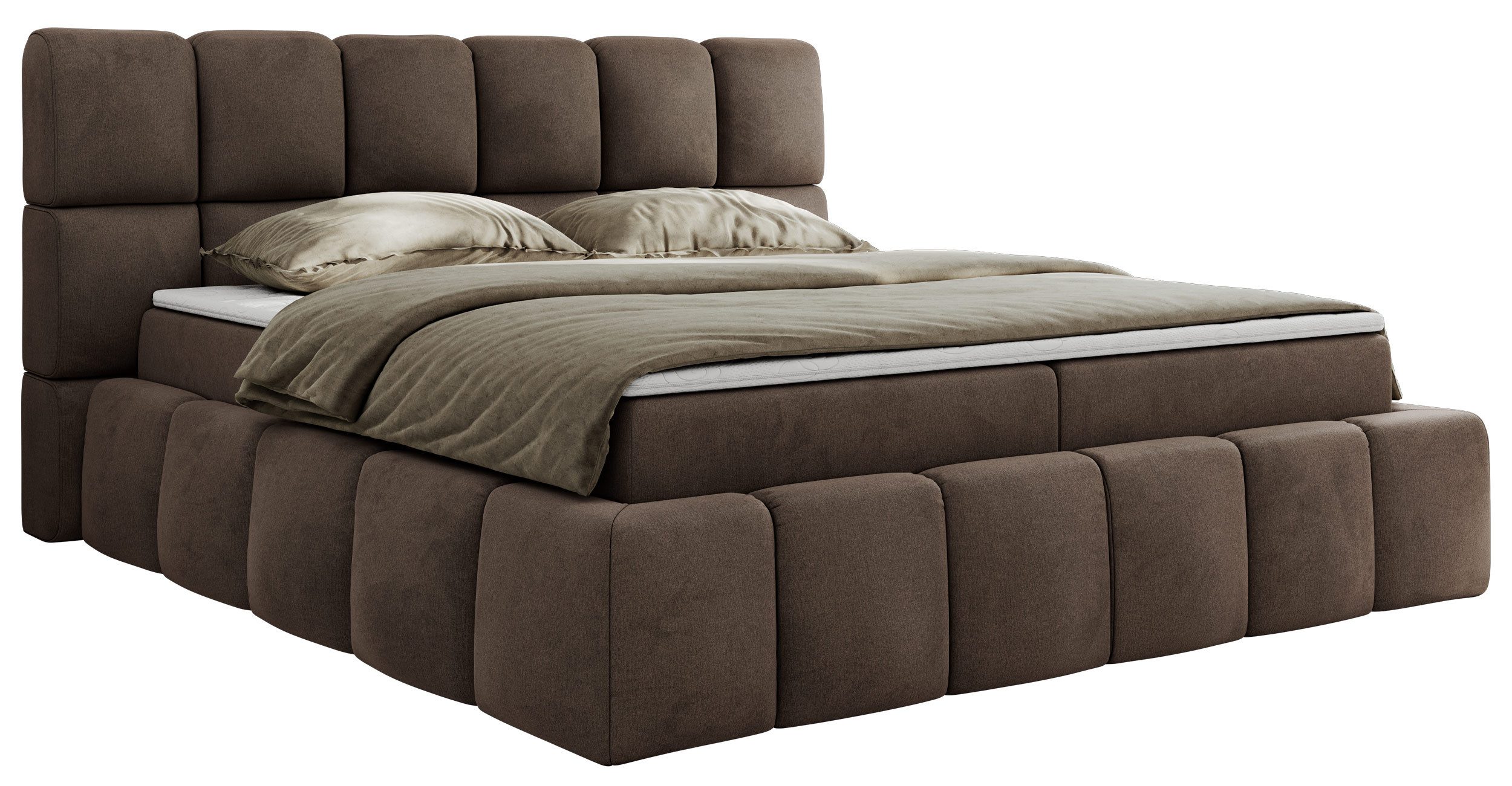 MKS MÖBEL Boxspringbett NIRA (Packung, Set, Topper T25/Visco, T30-Schaum, Multipocket Matratzen, Kopfteil), Boxspringbett, Doppelbett, Zwei Bettkästen, dekorative Box