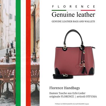 FLORENCE Handtasche Florence Handtasche Damen Umhängetasche (Handtasche), Damen Leder Handtasche, Umhängetasche, altrosa, schwarz ca. 32cm