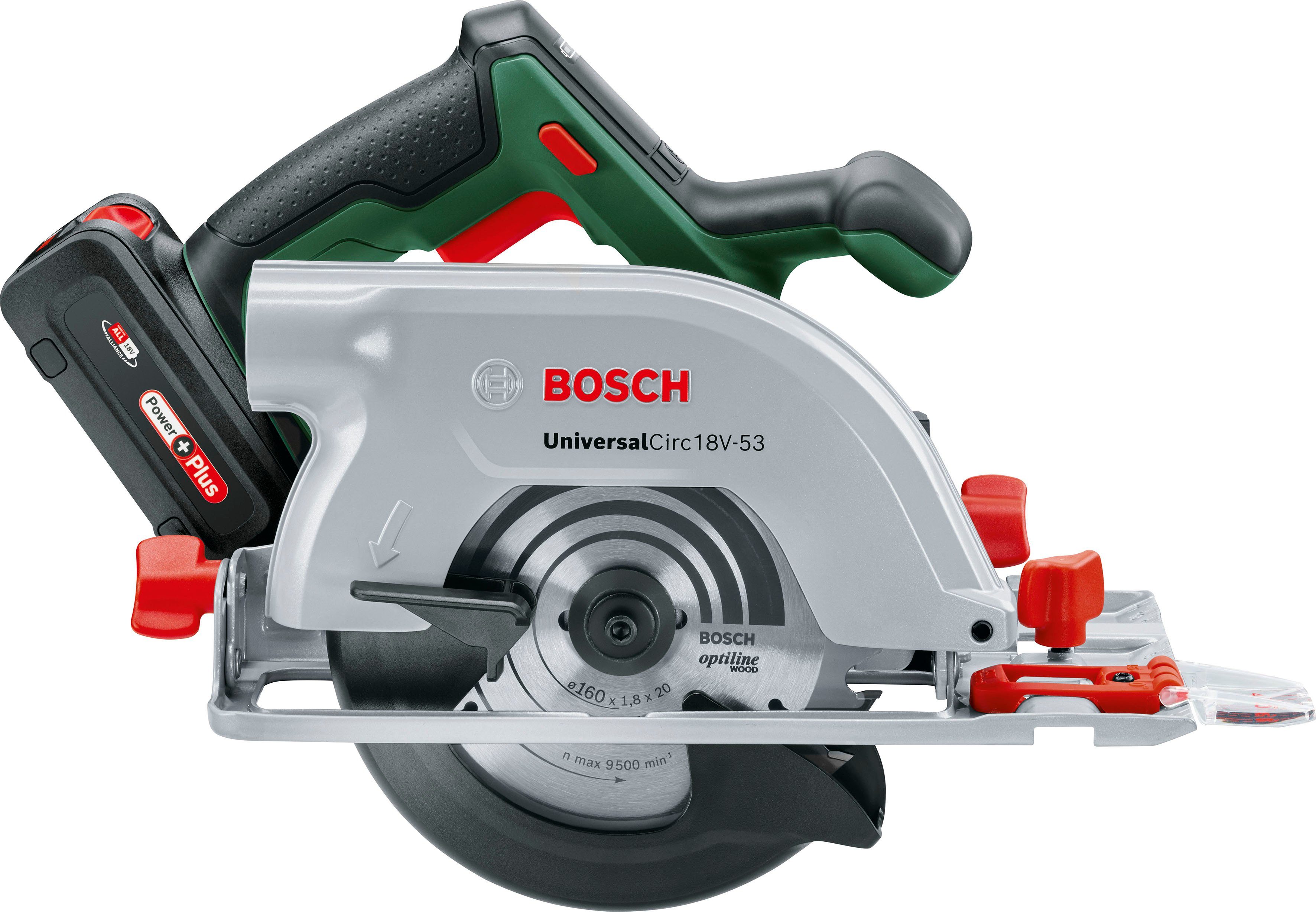 Bosch Home & Akku 18V-53, UniversalCirc und Garden Set, Ladegerät Akku-Handkreissäge inkl