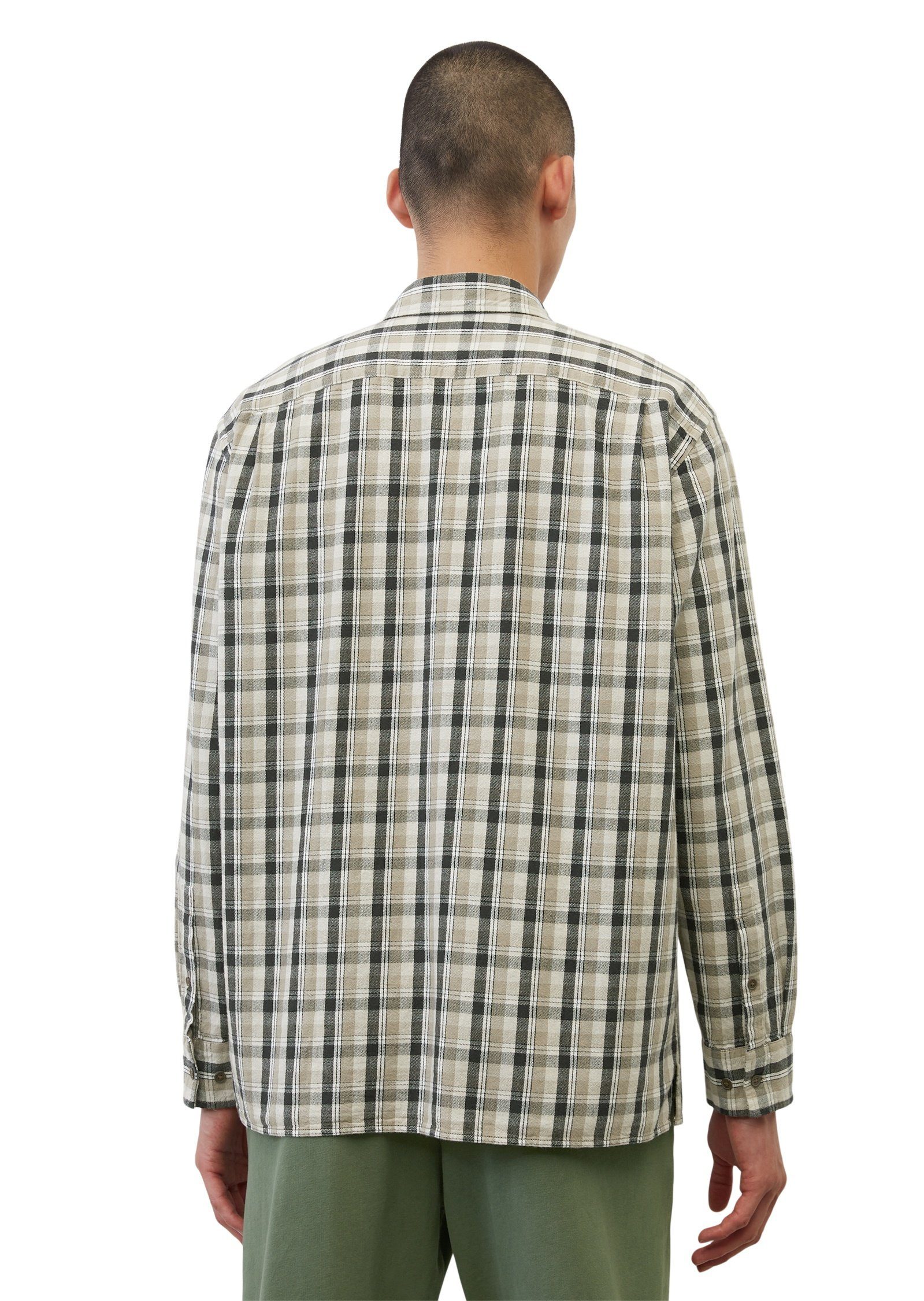 Marc O'Polo Langarmhemd reiner braun Bio-Baumwolle aus