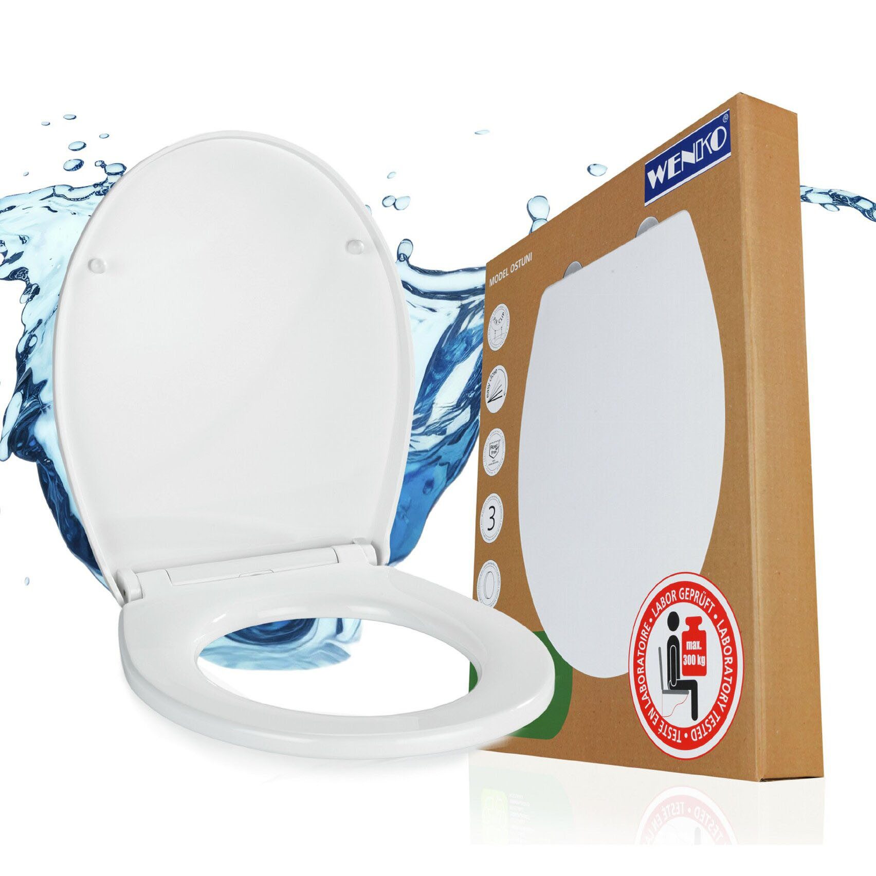 WENKO WC-Sitz Ostuni (1-St), Thermoplast, belastbar mit 300 kg, mit Absenkautomatik