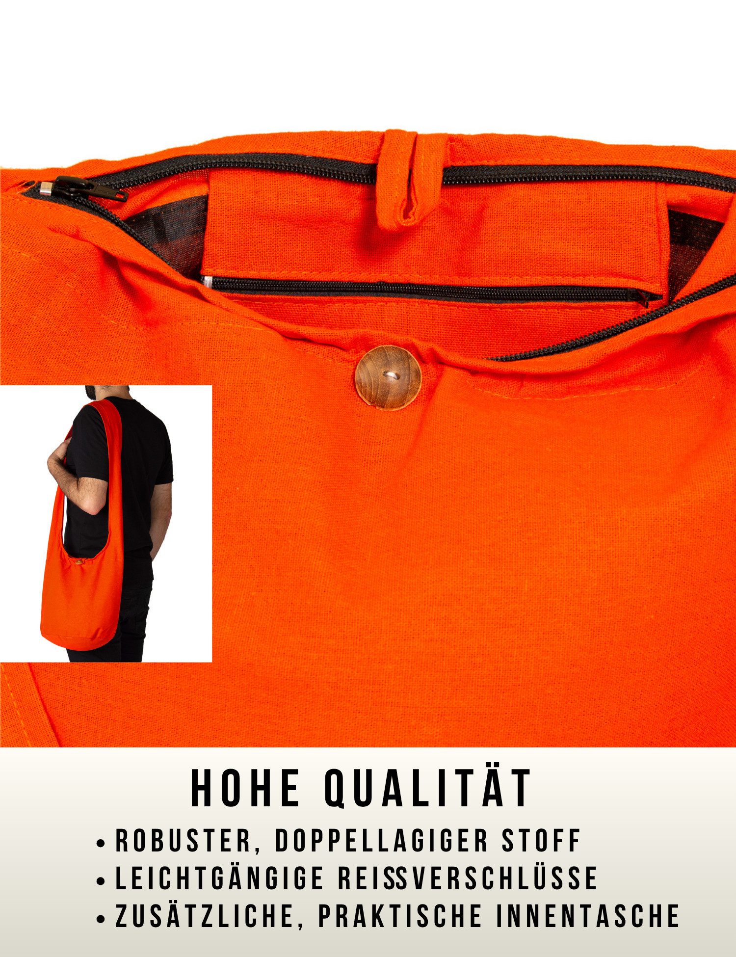 PANASIAM Freizeittasche Schulterbeutel einfarbig Schultertasche aus 100% Baumwolle in 2 Größen, Umhängetasche auch als Wickeltasche Handtasche oder Strandtasche