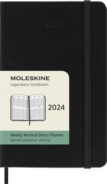 MOLESKINE Buchkalender, 12 Monate Wochenkalender 2024, A6, 1 Wo = 2 Seiten, vertikaler Einband