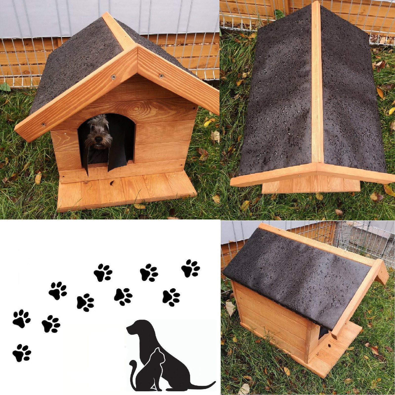 QLS Hundehütte K1, Hundehaus Höhle Katzenhaus Isoliert Wetterfest Outdoor 50x45x53 cm