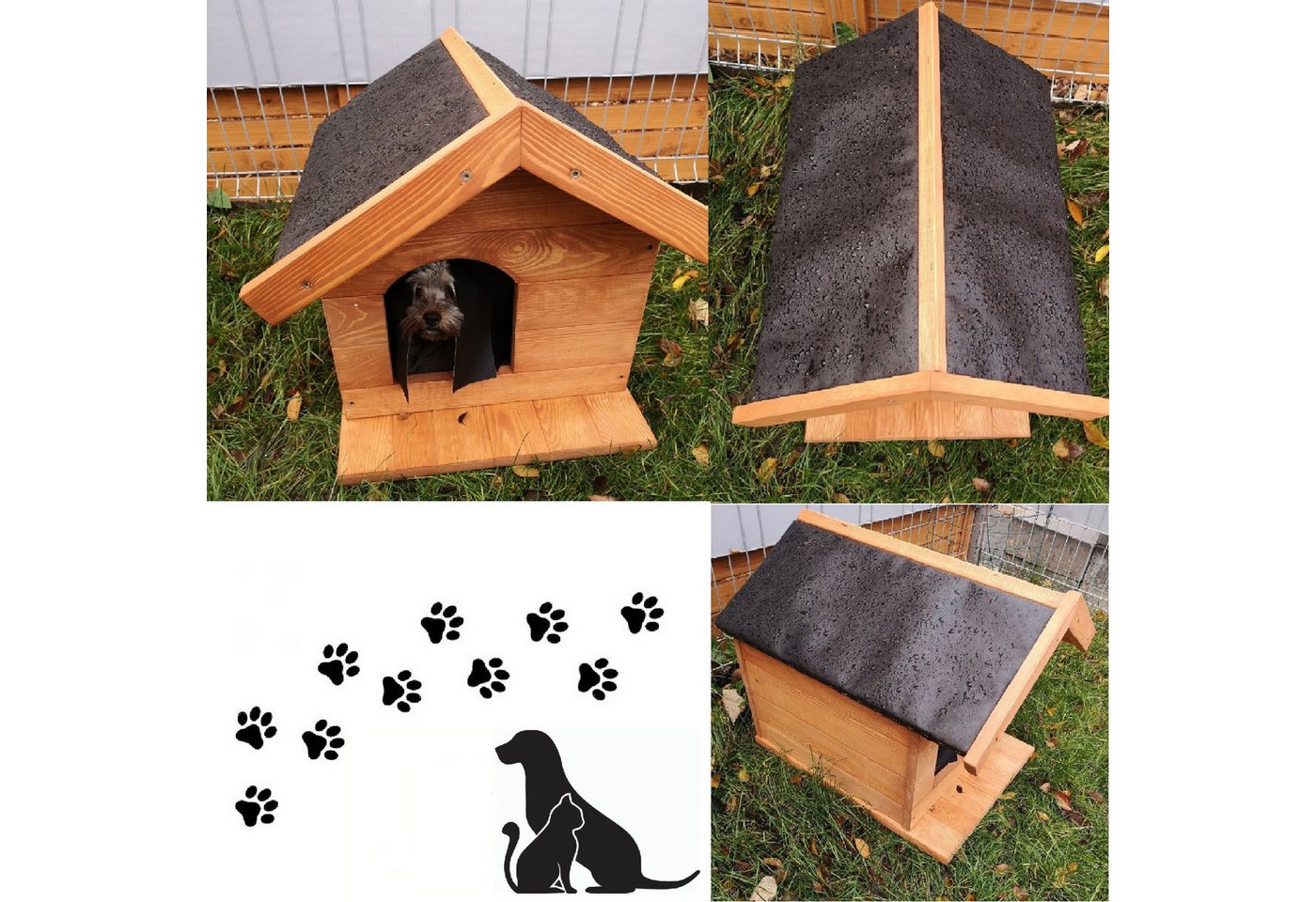Thumbnail - QLS Hundehütte K1, Hundehaus Höhle Katzenhaus Isoliert Wetterfest Outdoor 50x45x53 cm