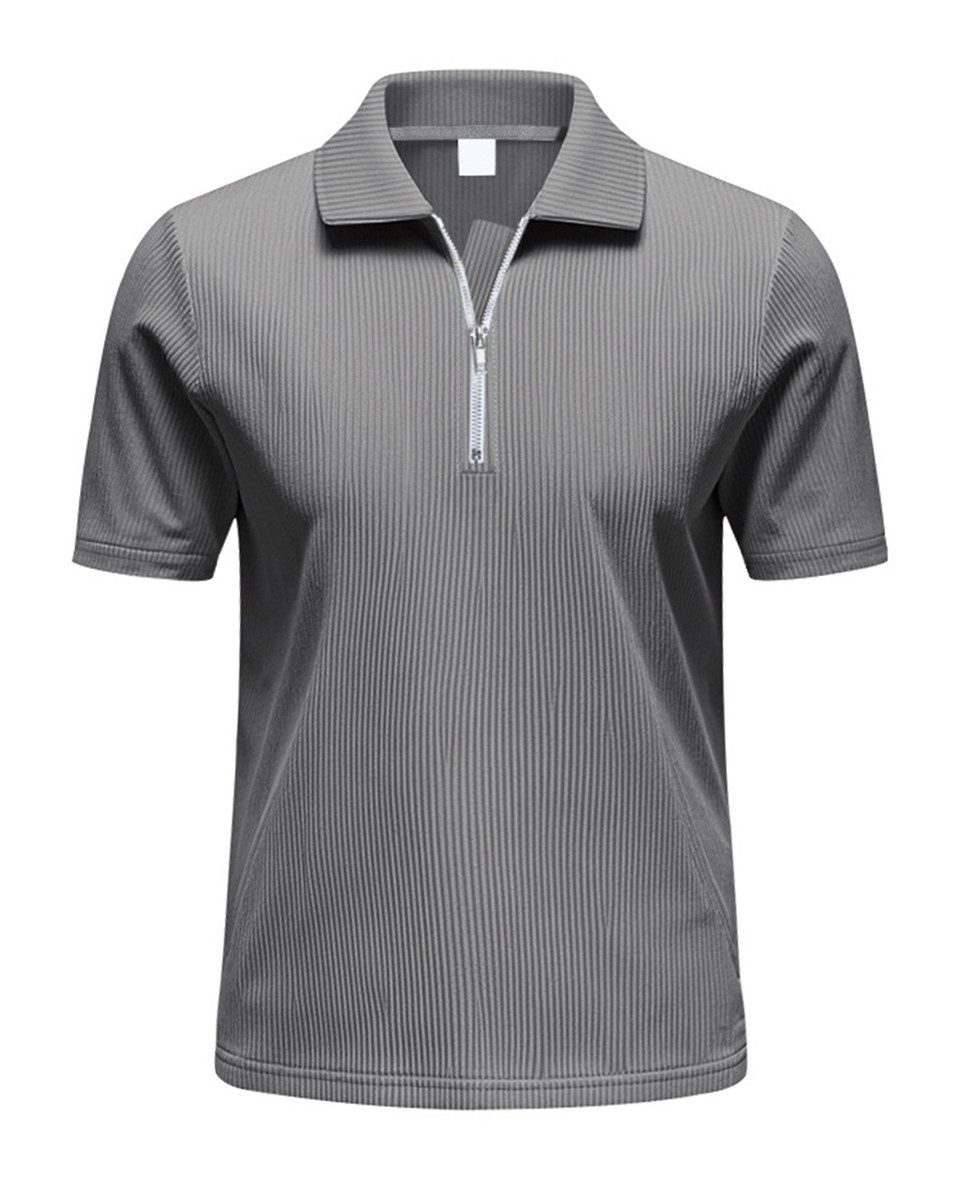 Allthemen Poloshirt mit Cord-Struktur Halbzip Kurzarmshirt günstig online kaufen