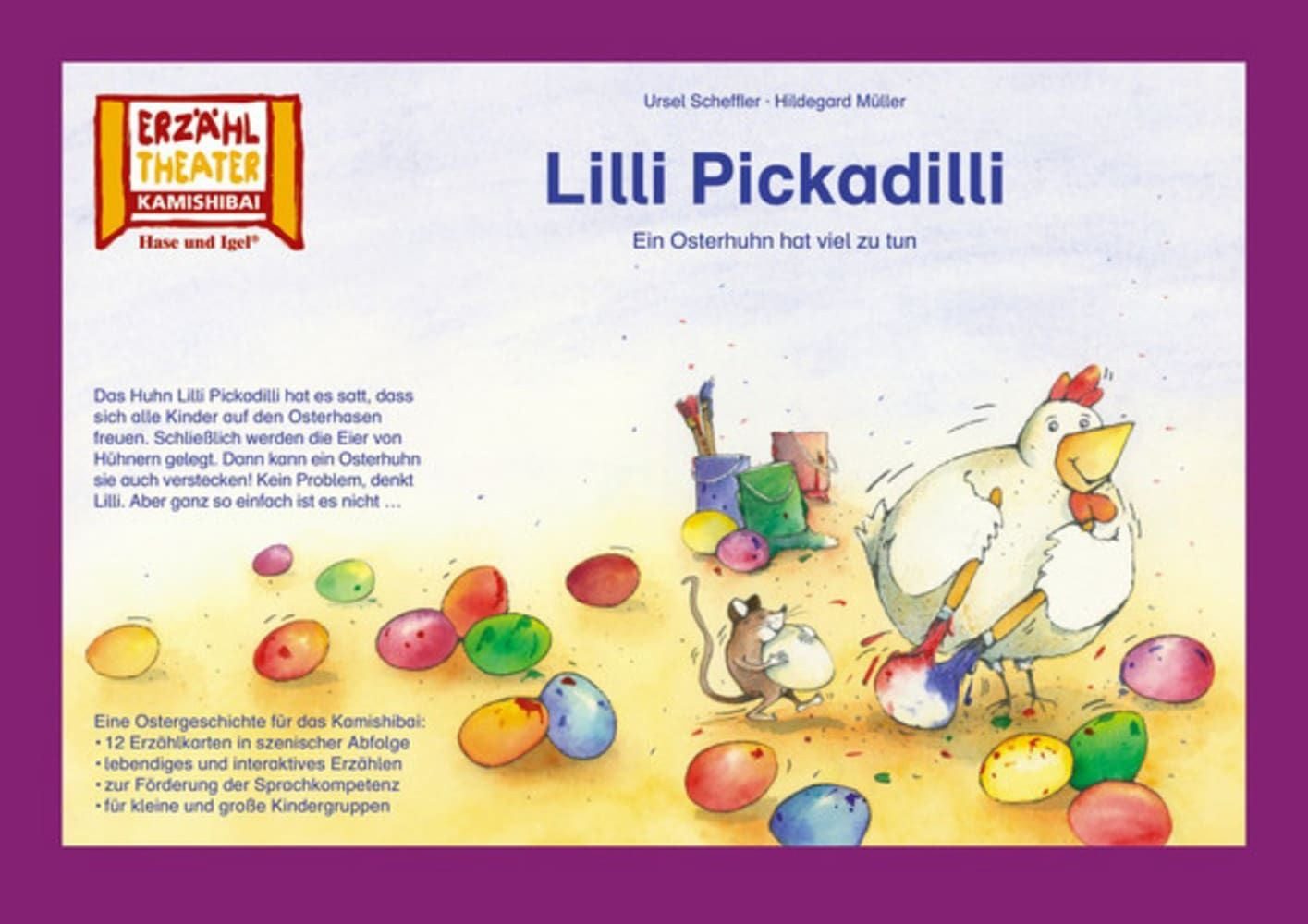 Lilli Pickadilli / Kamishibai Bildkarten / Ursel Scheffler, Ein Osterhuhn hat viel zu tun. 12 Bildkarten für das Erzähltheater