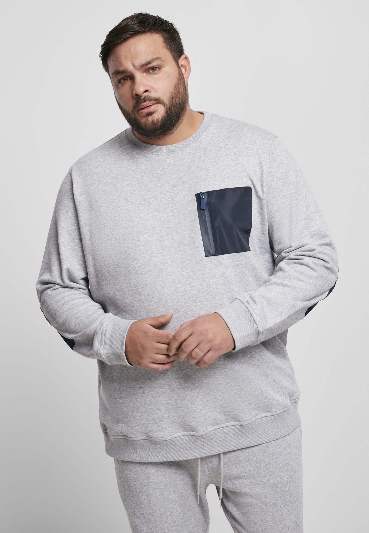 URBAN CLASSICS Kapuzenpullover Herren Cardigan Classics Size Plus Urban Sweater (1-tlg), Stitch