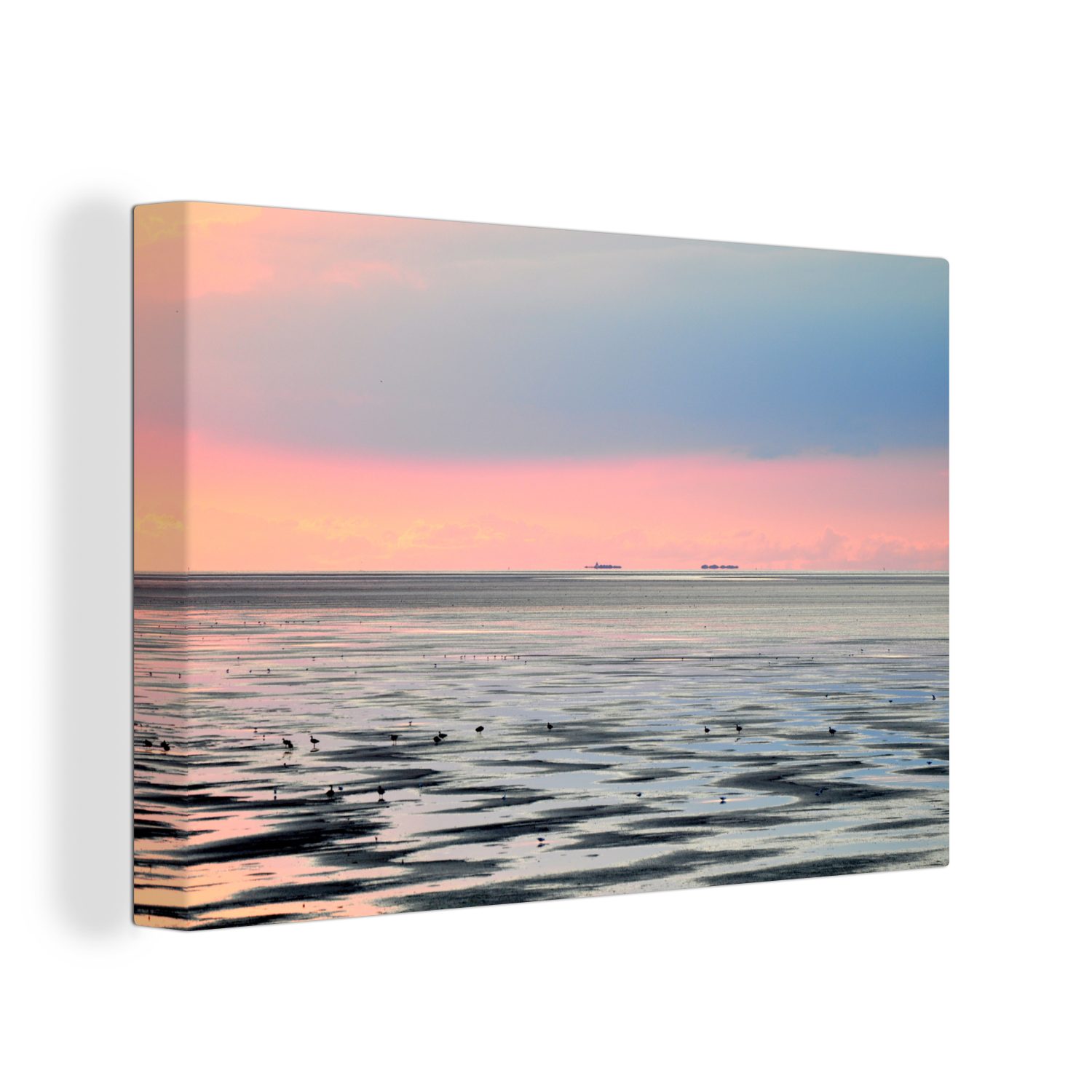 OneMillionCanvasses® Leinwandbild Vogel - Meer - Wattenmeer, (1 St), Wandbild Leinwandbilder, Aufhängefertig, Wanddeko, 30x20 cm