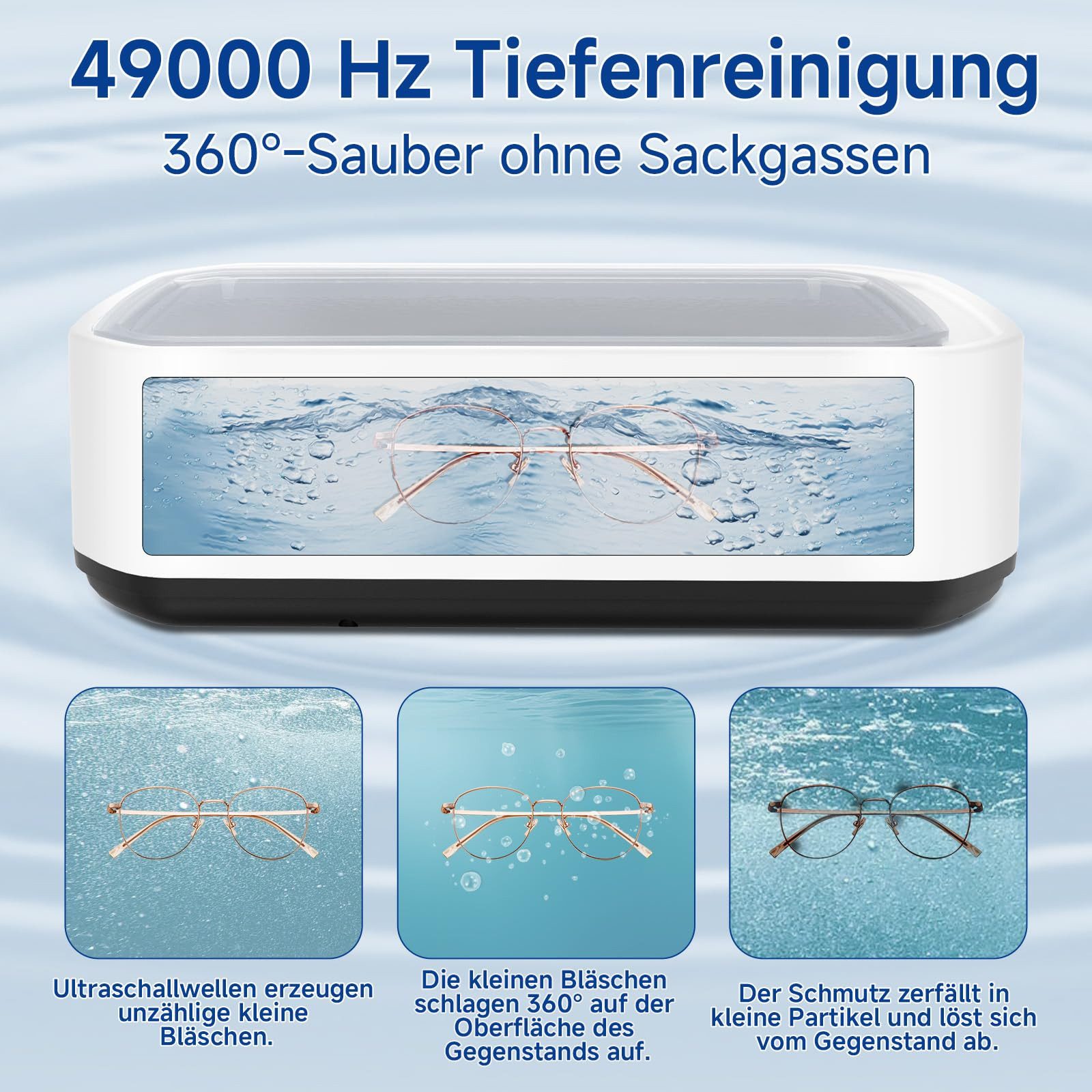Bundviel Ultraschallreiniger Ultraschallreinigungsgerät Ultraschall Ultraschallgerät 49kHz 650ML