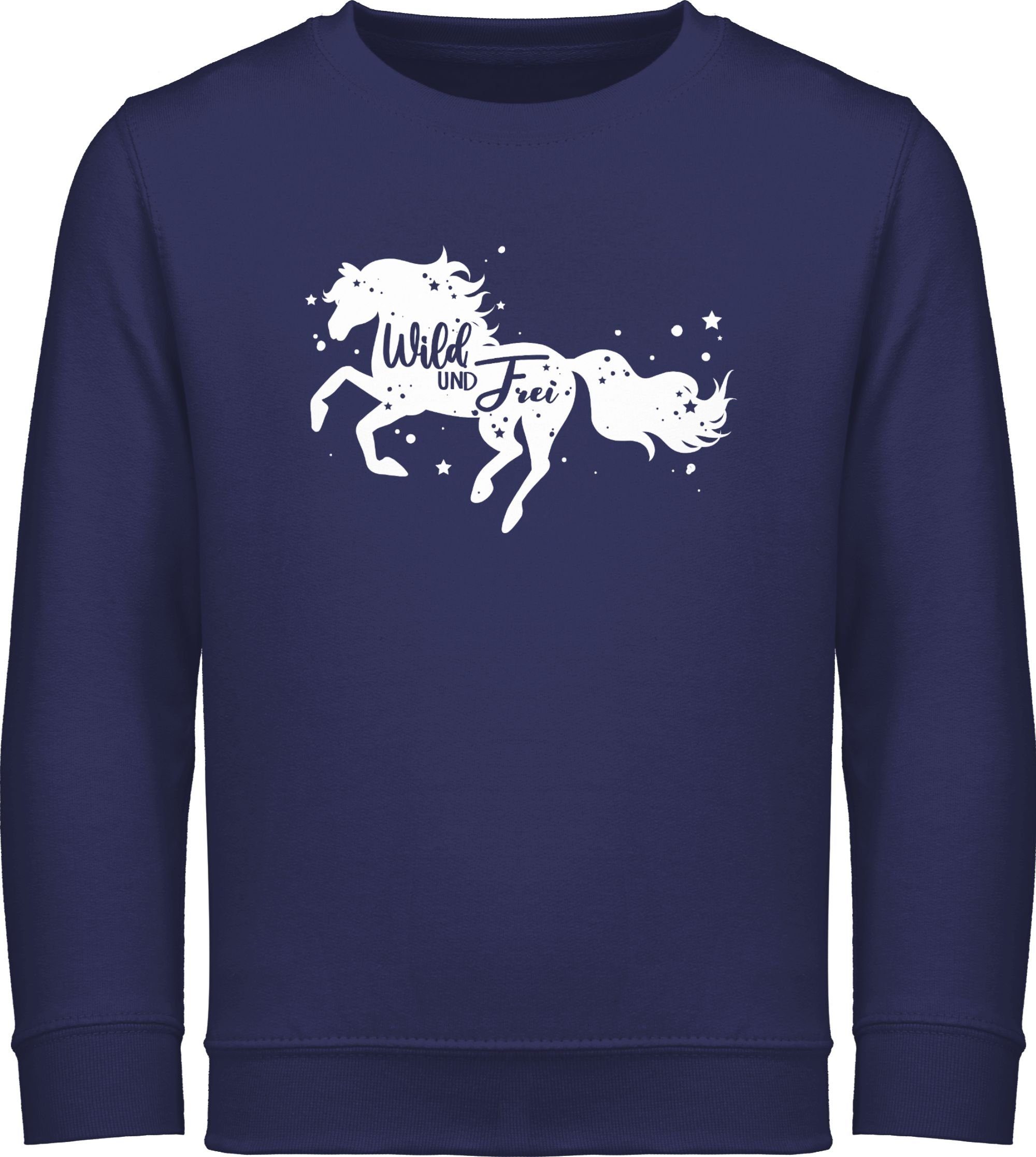 Pferd 2 Shirtracer Pferdemotiv Frei Blau Sweatshirt Wild und Navy