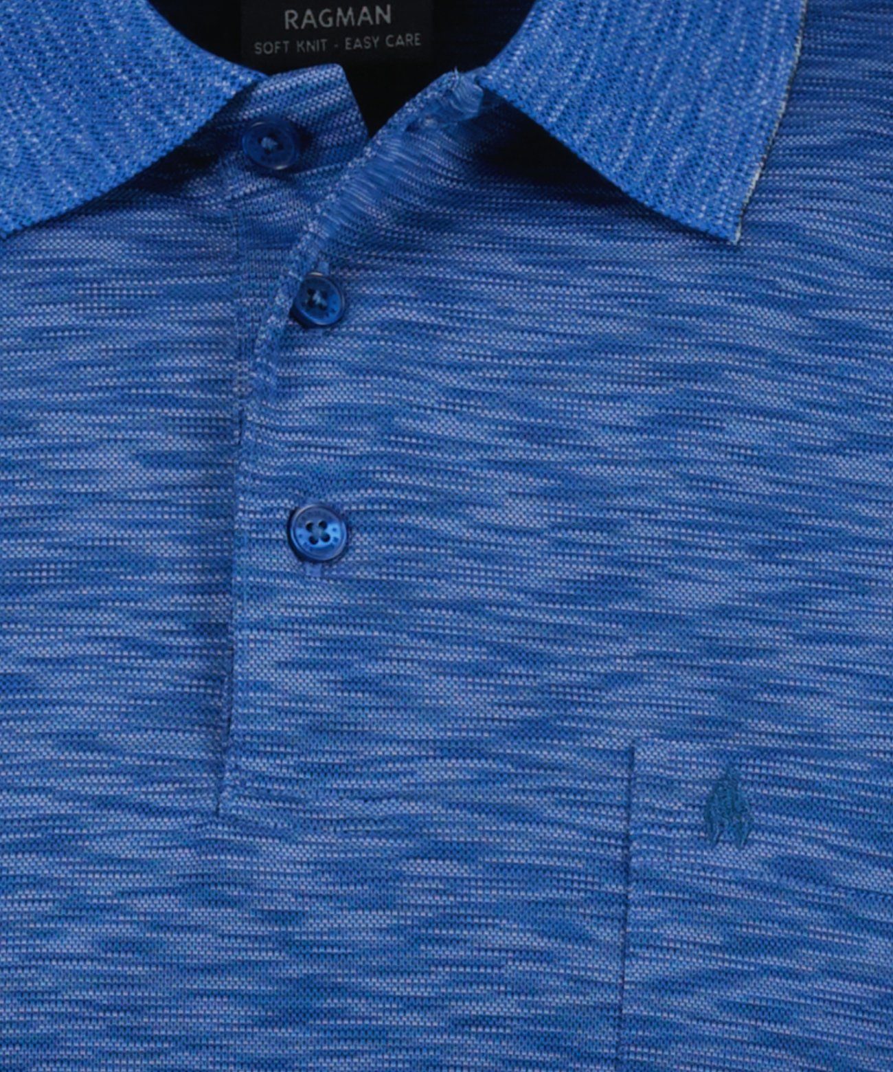 mit Poloshirt Softknit-Polo Flamm-Optik RAGMAN blau