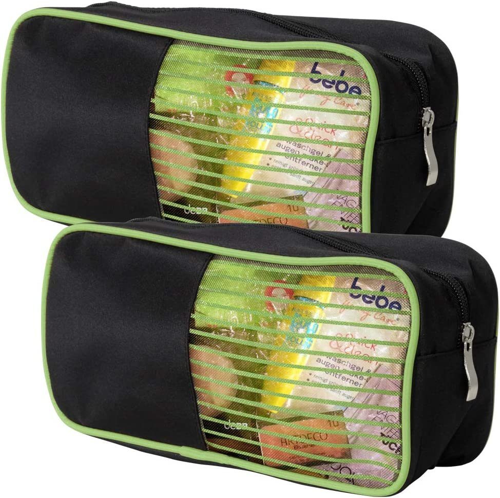 Trendyshop365 Kosmetiktasche im Doppelpack 2 Farben grün 2-tlg), versch. Kulturbeutel mit Sichtfenster (Set
