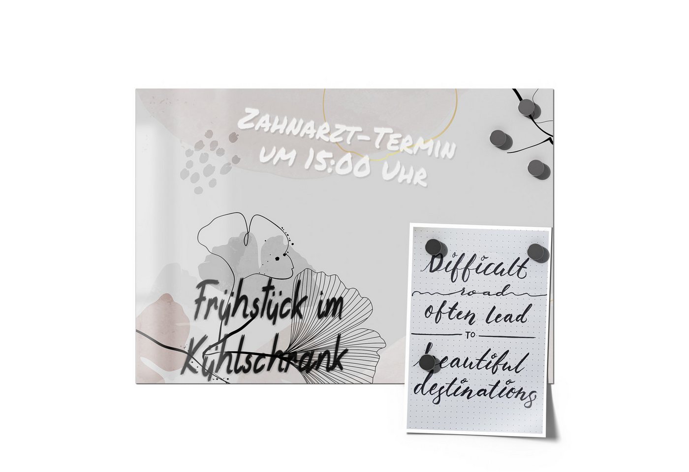 Thumbnail - DEQORI Magnetfolie 'Dekorativer Gingko-Banner', beschreibbar universal Magnetmatte magnetisch Folie Planer Kalender