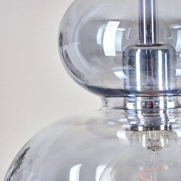 hofstein Hängeleuchte »Melpignano« Deckenlampe aus Metall/Glas in Chromfarben/Rauchfarben, ohne Leuchtmittel, Pendellampe, Schirm aus Echtglas, Ø24,5cm, Höhe max.111,5cm, 1xE27