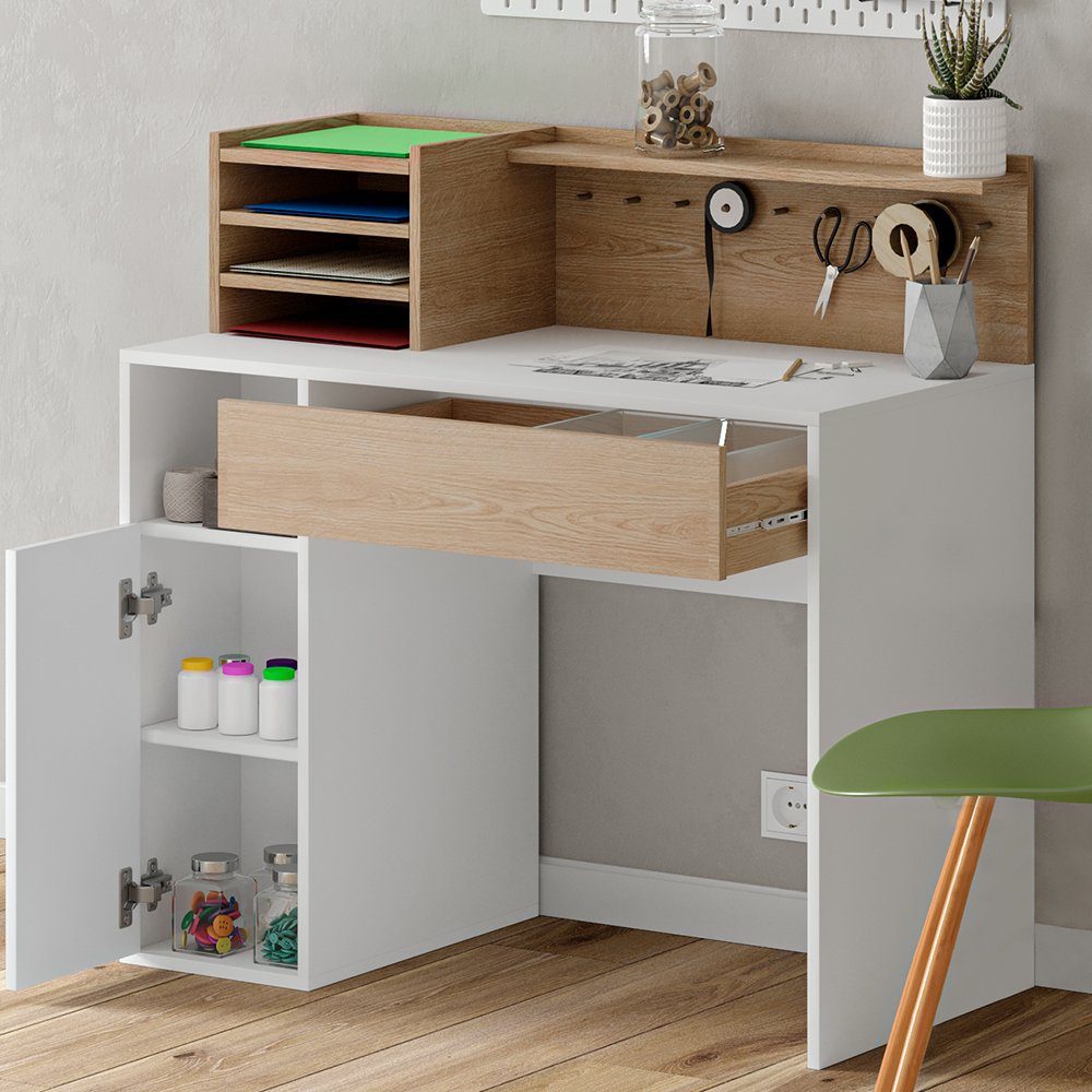 Vicco Schreibtisch, Weiß/Sonoma, 100 x 50 cm günstig online kaufen