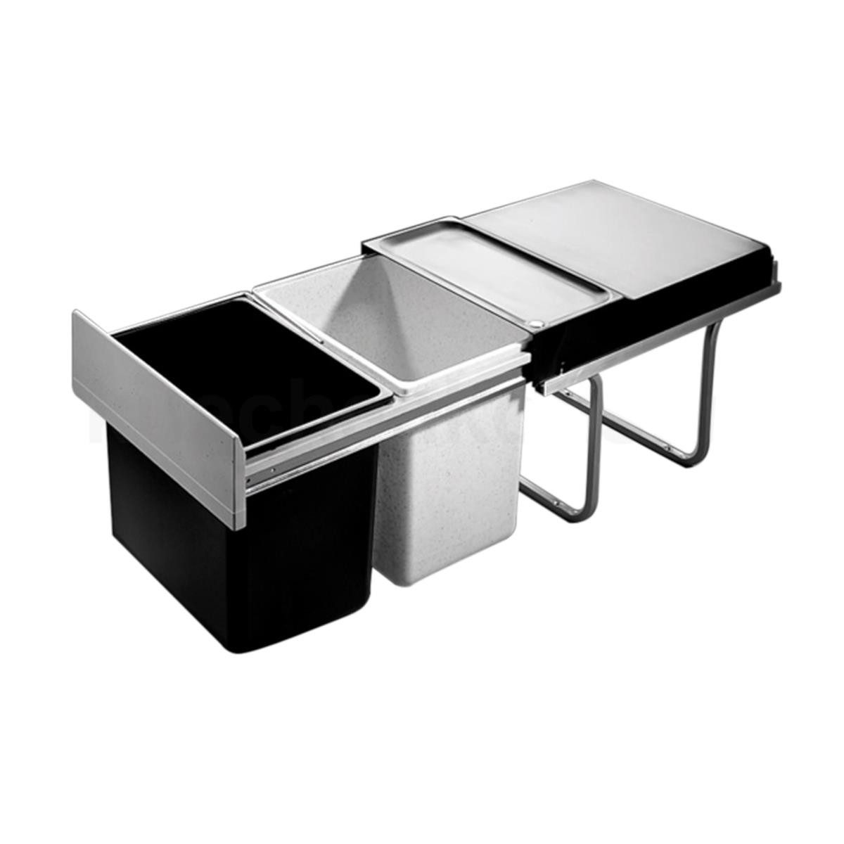 Hailo Einbaumülleimer Hailo Abfallsammler 3640001 TR Swing A Raumspar-Tandem 2x 18 Liter, für Schrankbreite ab 400 mm mit Drehtür