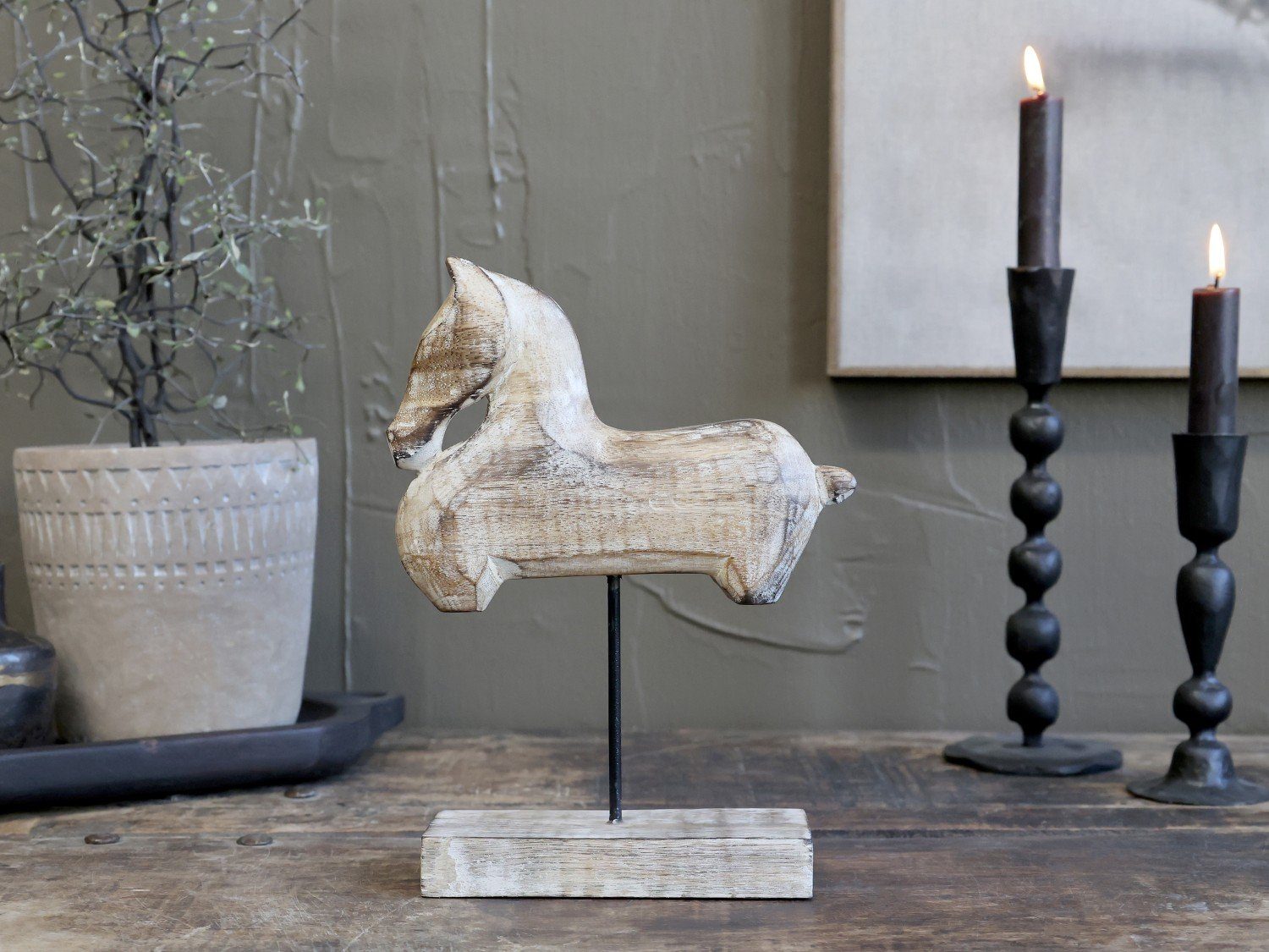 Annimuck Dekofigur CHic Antique Pferd auf Fuß H23/L17/B6 cm natur (1 St) günstig online kaufen