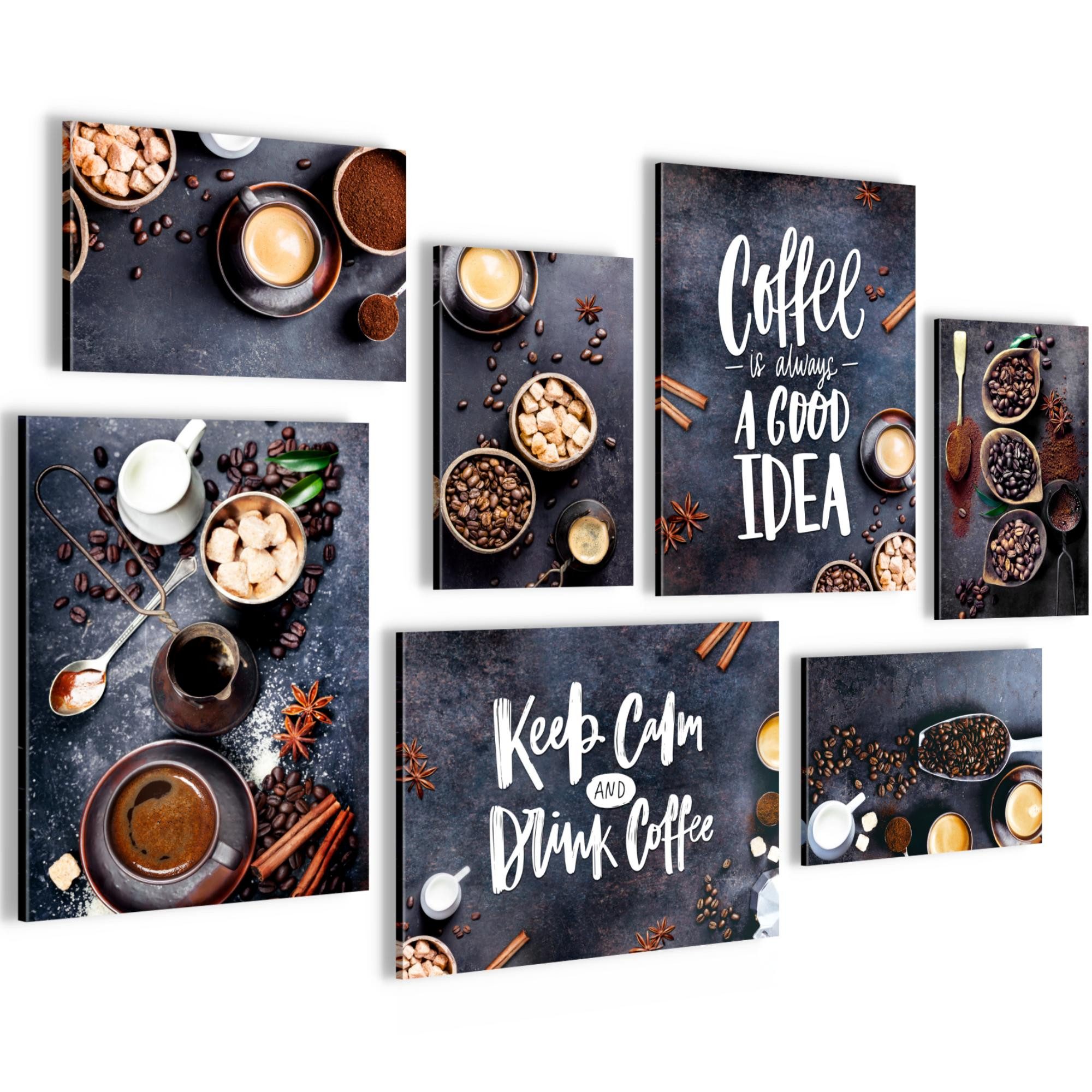 Novart Wandbild Wandbilder Küche Kaffee - AUFHÄNGFERTIG - Küchenbilder Obst 100x70 cm, Schwarz