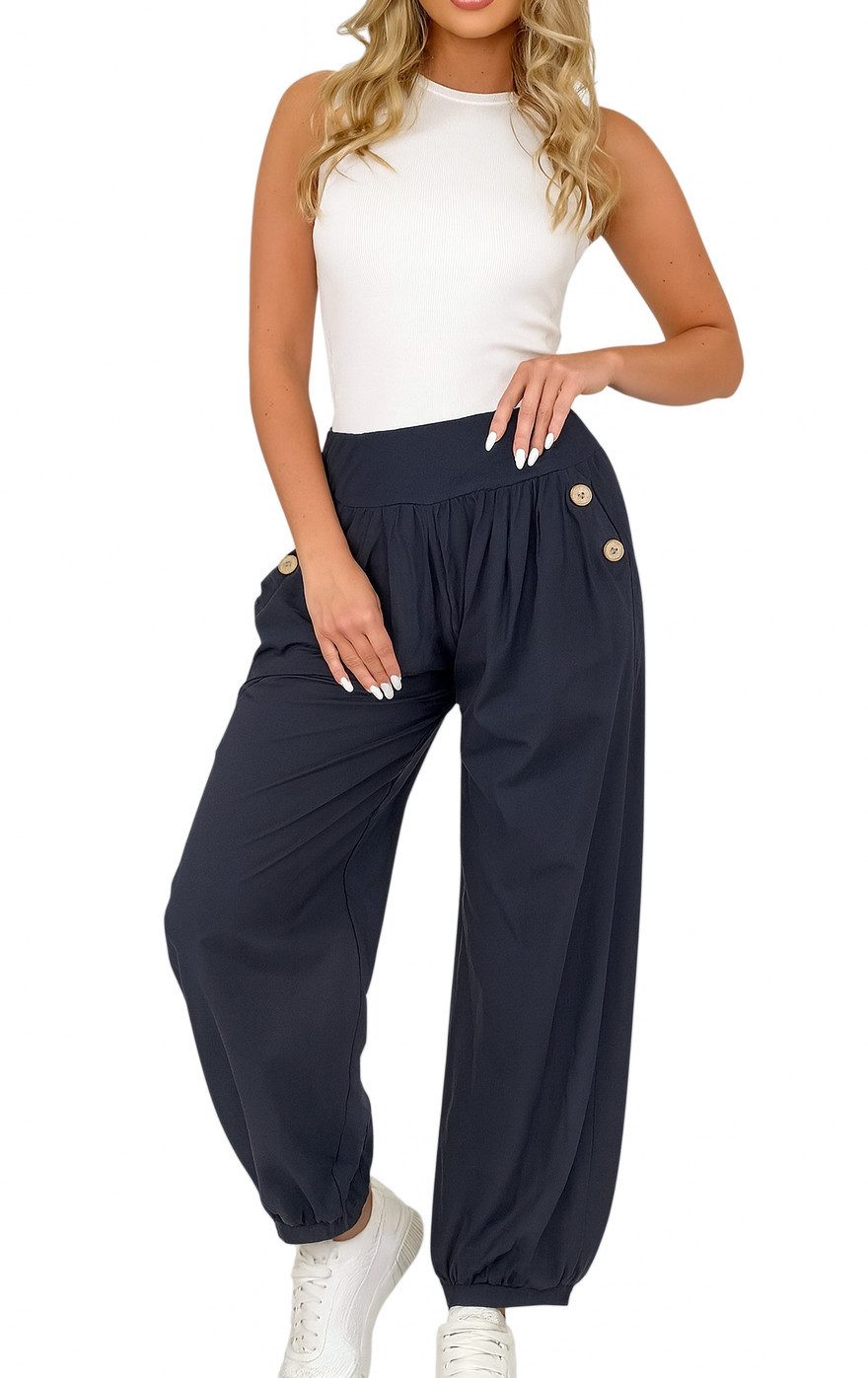 Mississhop Haremshose Damen Baumwolle Aladinhose Unifarbe Hose Sommerhose M.297 – Bild 2 von 5