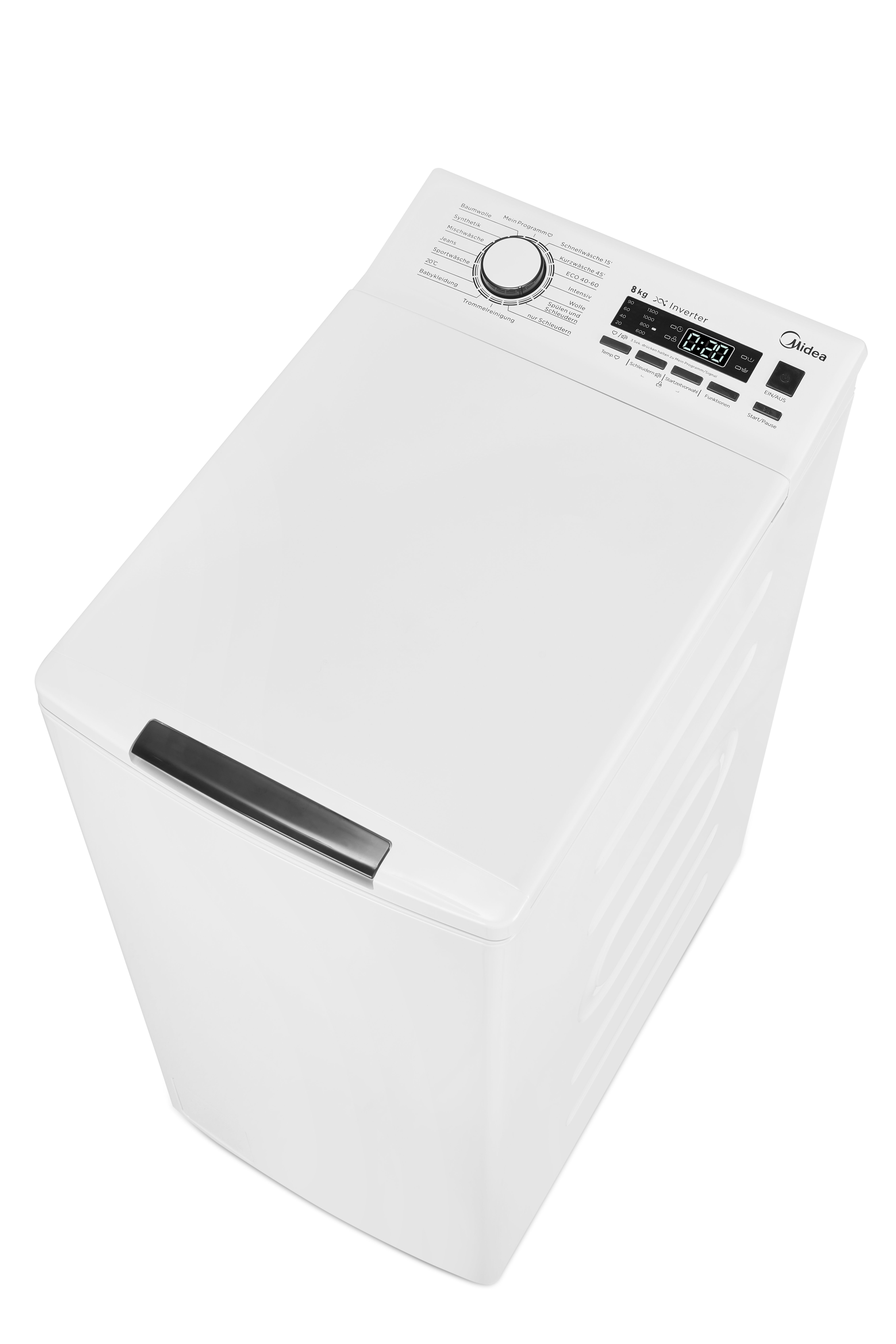 Midea Waschmaschine Toplader Serie 7 7.83i Opener, 1300 U/min, Soft 8 TW Trommelreinigung diN, kg