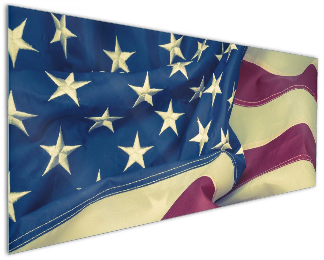 Wallario Küchenrückwand Amerikanische Flagge im Wind, (1-tlg)