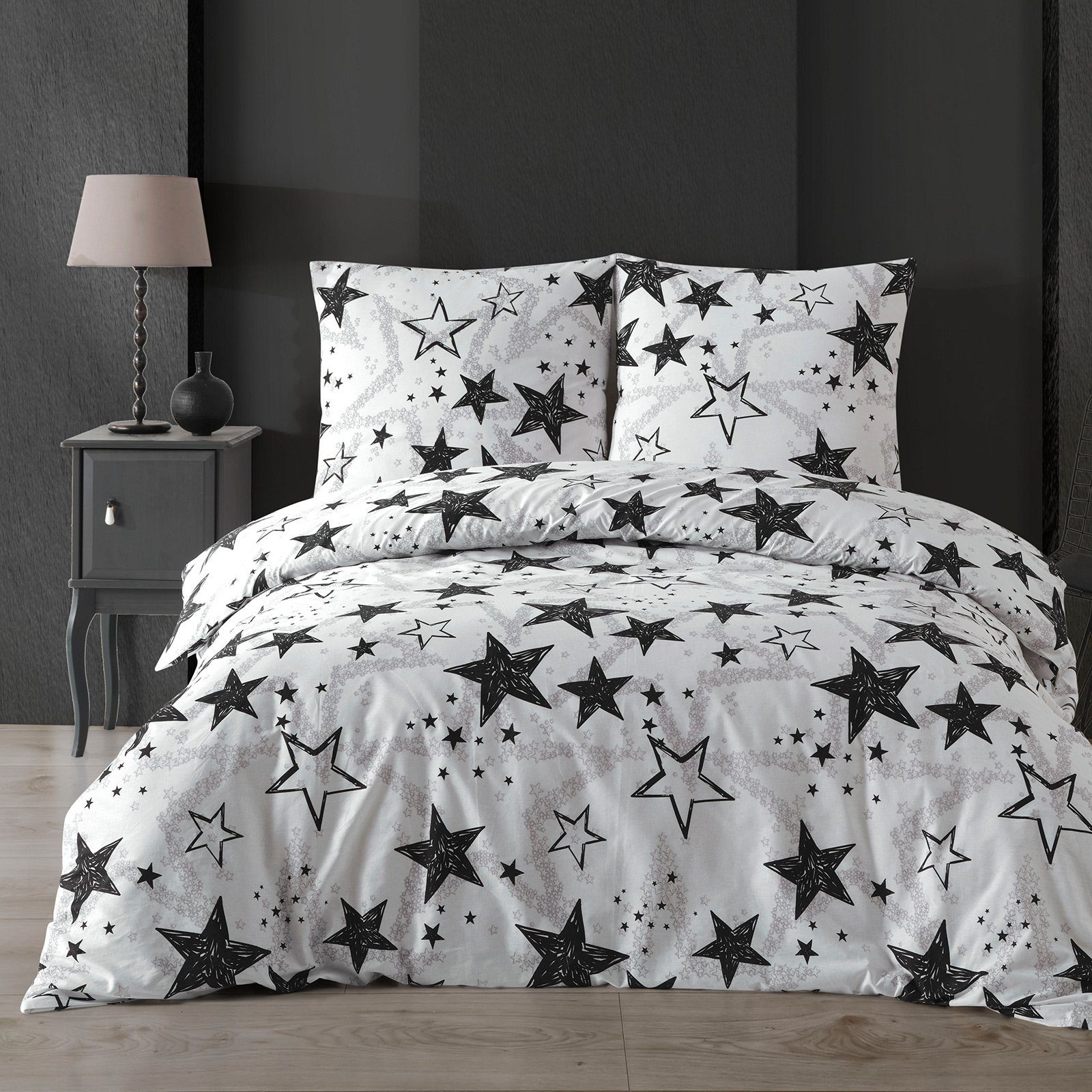 Buymax Bettwäsche Sterne-Muster, Stella Black, Renforcé, günstig online kaufen