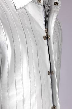 Be Noble Lederjacke Lissabon für Damen Damen Lederbluse/ Jacke in weiß mit Längsstreifen