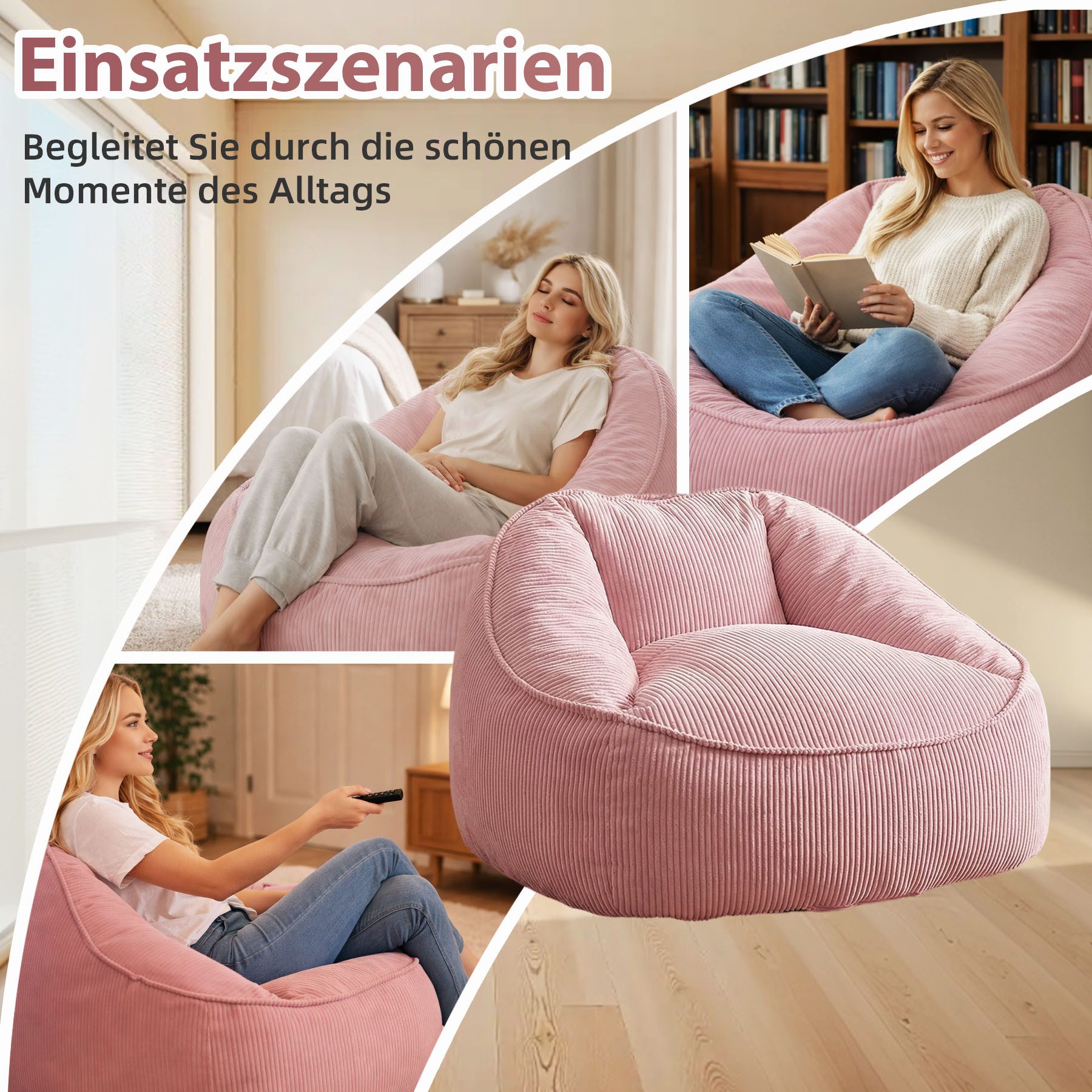 HomeMiYN Sitzsack Weicher Riesen Sitzsack aus Cord – Sessel fürs Wohnzimmer „Birne“ – Bild 4 von 5