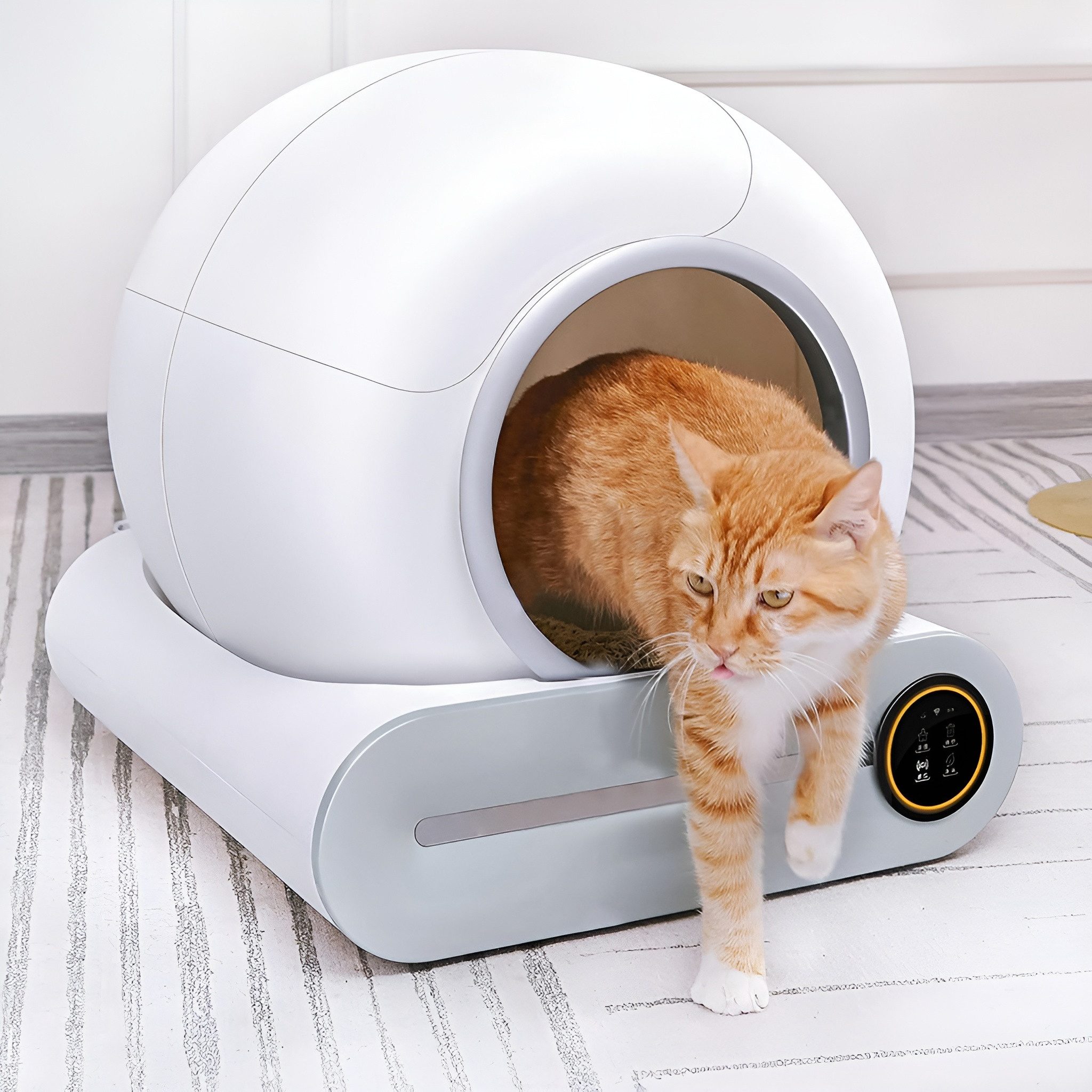 Athlix Katzentoilette 65L Selbstreinigendes Elektrisches Katzenklo XXL Katzentoilette, Selbstreinigend, 9L Behälter, mit App Funktion