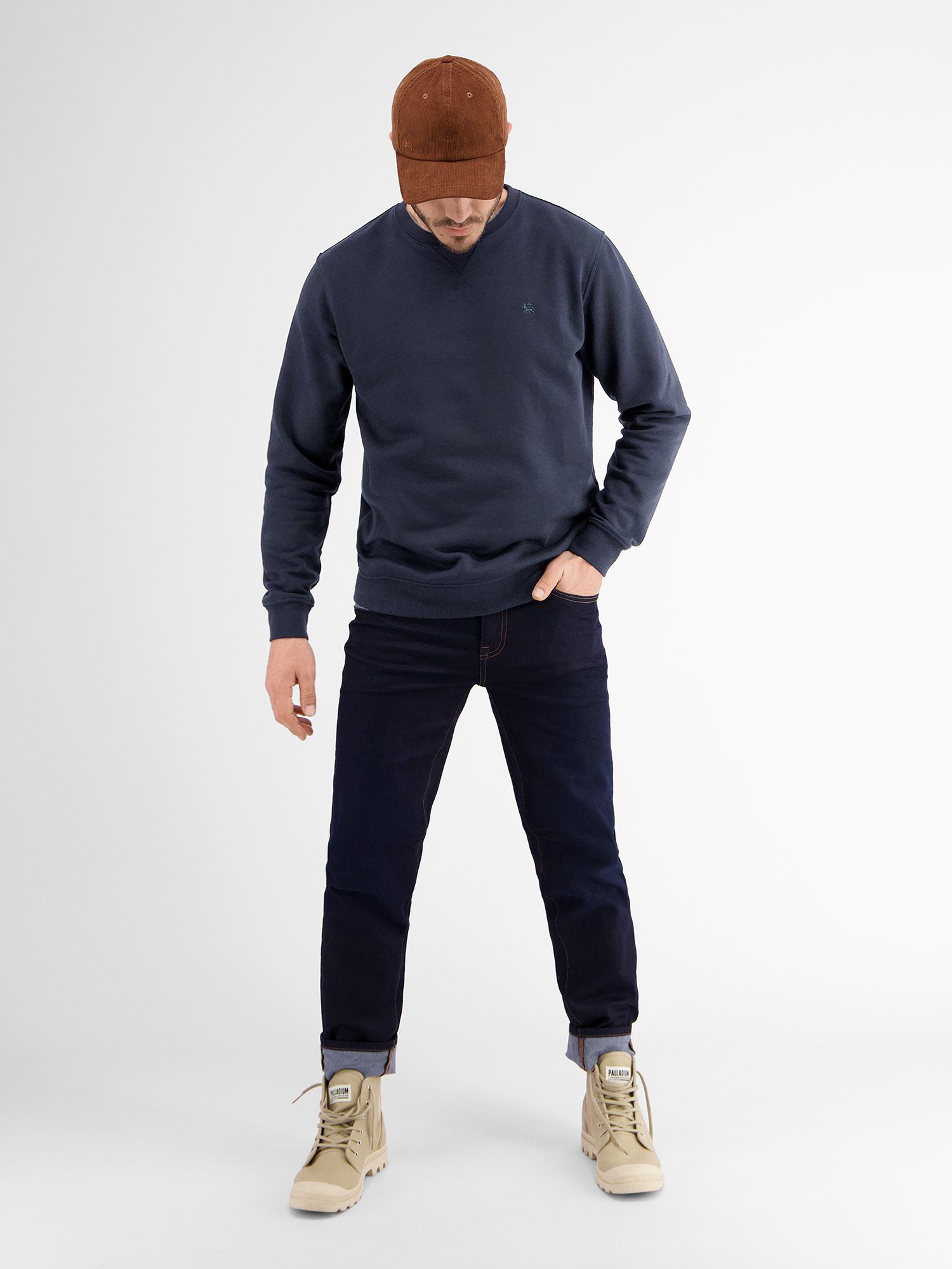 Sweatshirt LERROS Leichter LERROS in Sweater NAVY Strukturqualität CLASSIC