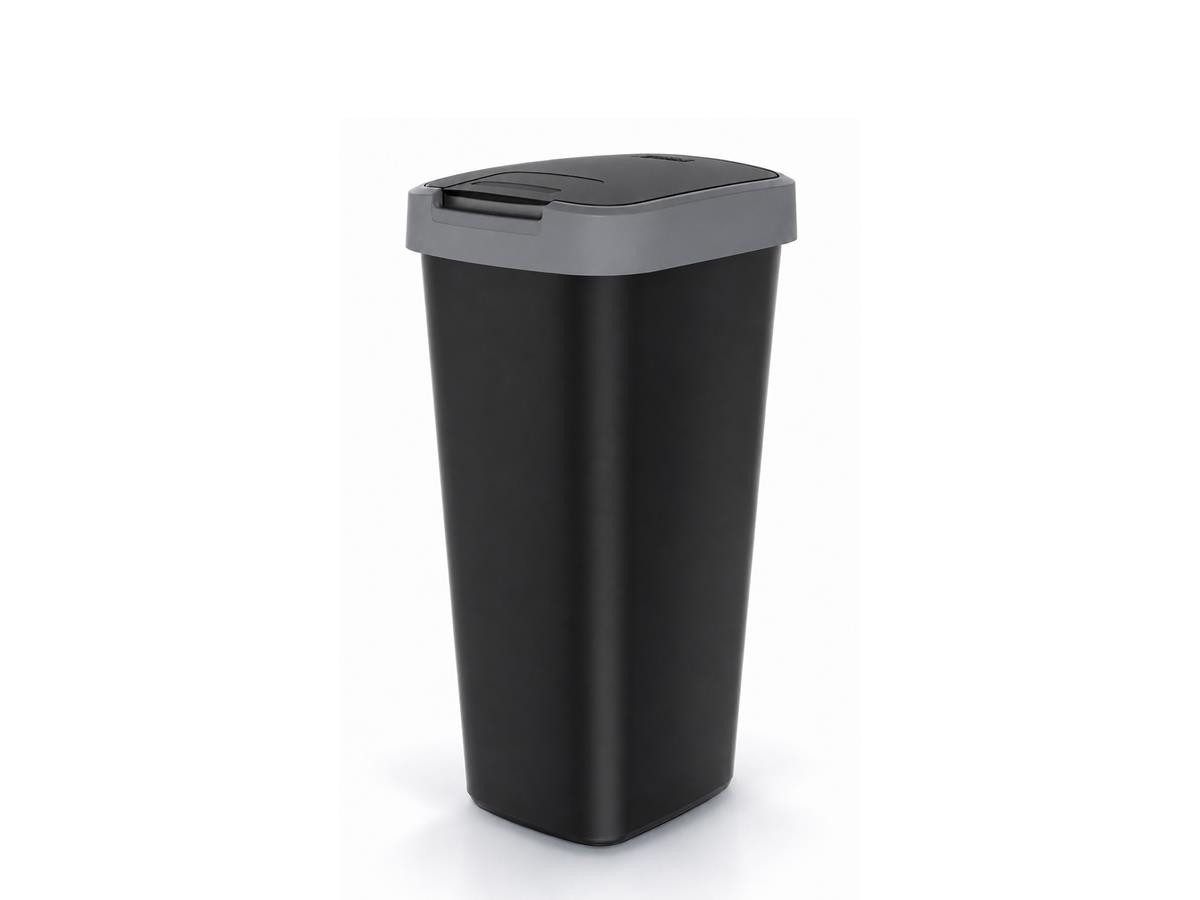 Keden Mülleimer Compacta Q Flap 25 Liter, Schwing- und Klappdeckel 25L Kunststoff Schwarz/ Smooth Grau