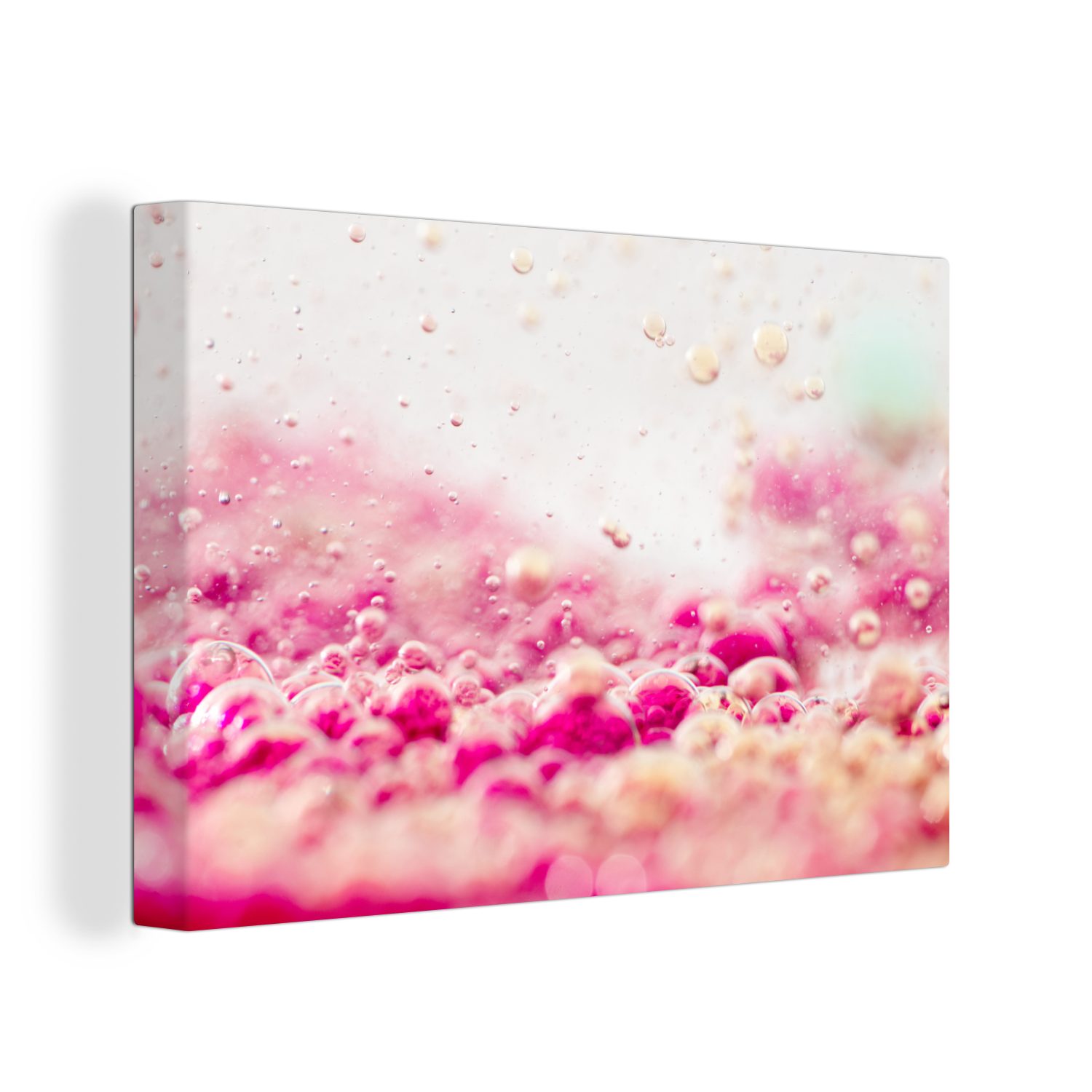 Rosa cm Wandbild 30x20 Flüssig St), - - OneMillionCanvasses® Blase Leinwandbilder, (1 - Wanddeko, Abstrakt, Aufhängefertig, Leinwandbild