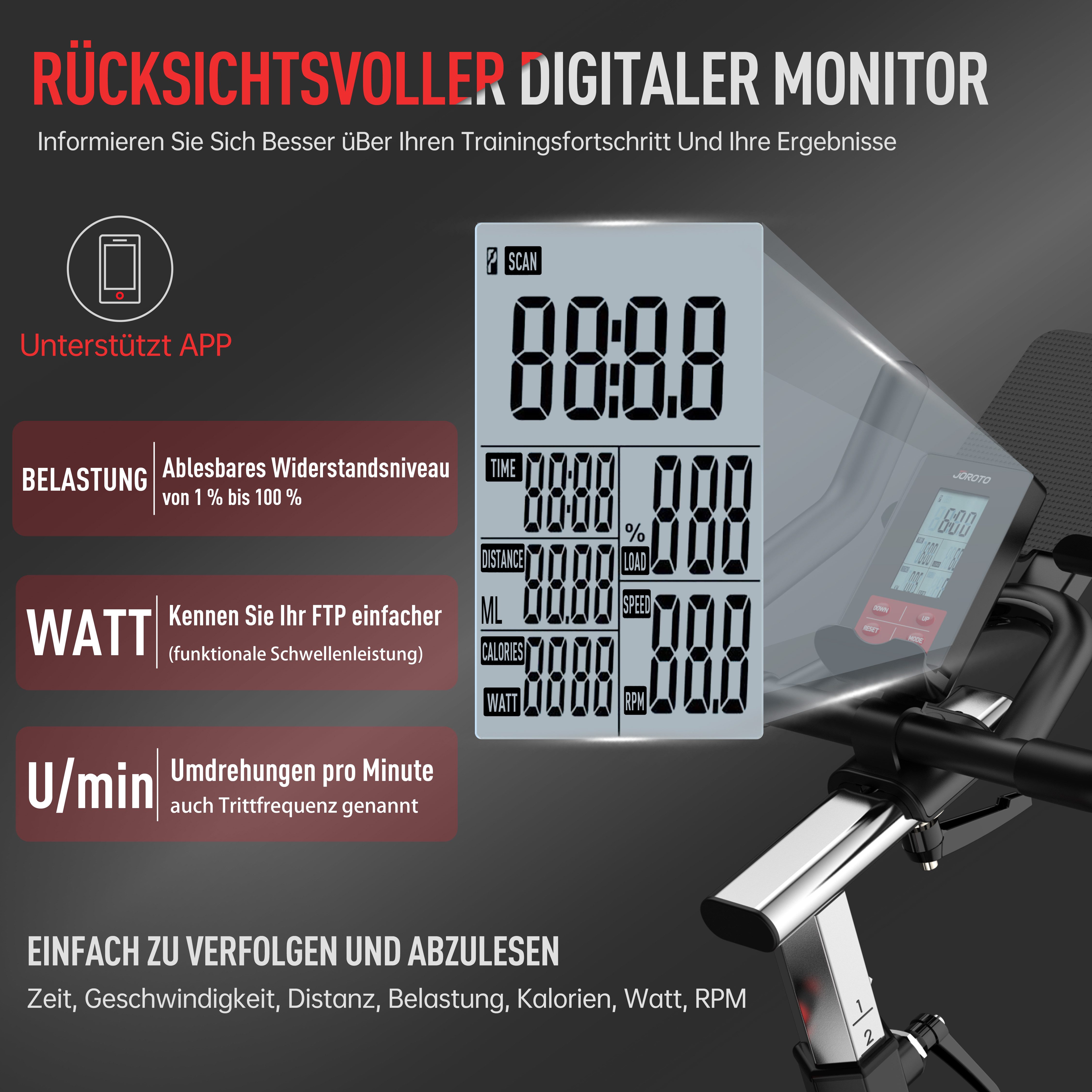 JOROTO Speedbike Ergometer Heimtrainer X2 & X2PRO mit multifunktionalem Display (Indoor Cycling Bike), Heimtrainer Fahrrad mit Kraftvoller Magnetbremse & Riemenantrieb