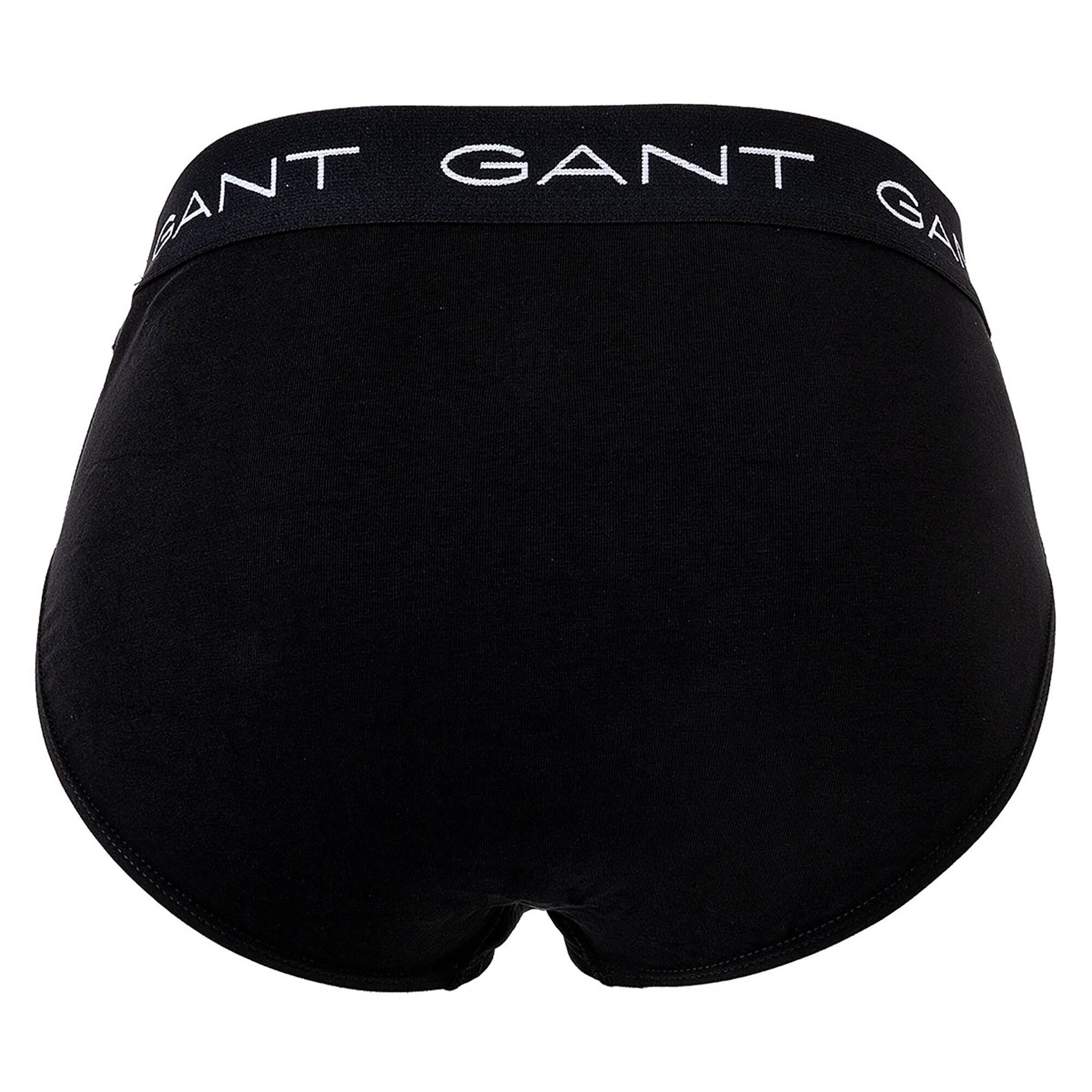 Gant Slip 3er Slips, Pack Cotton Logo-Bund, Briefs, - Schwarz Herren