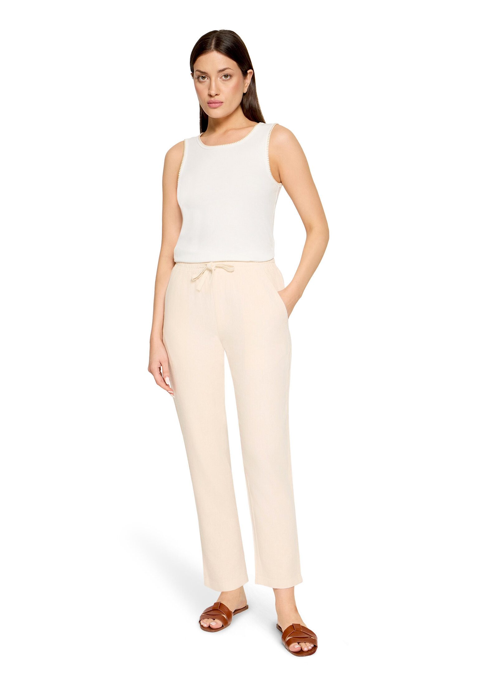 Cartoon Leinenhose Damen unifarben