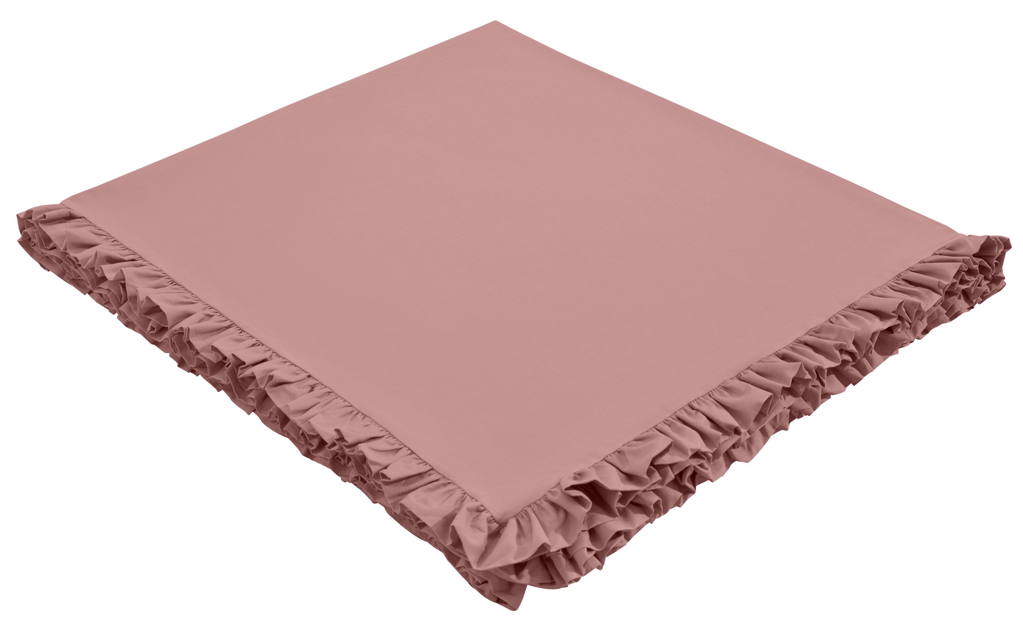 OTTO home Tagesdecke Violetta, leichter Überwurf mit Rüschen, ohne Füllung, mit Volants, 100% Baumwolle, auch als Tischdecke verwendbar