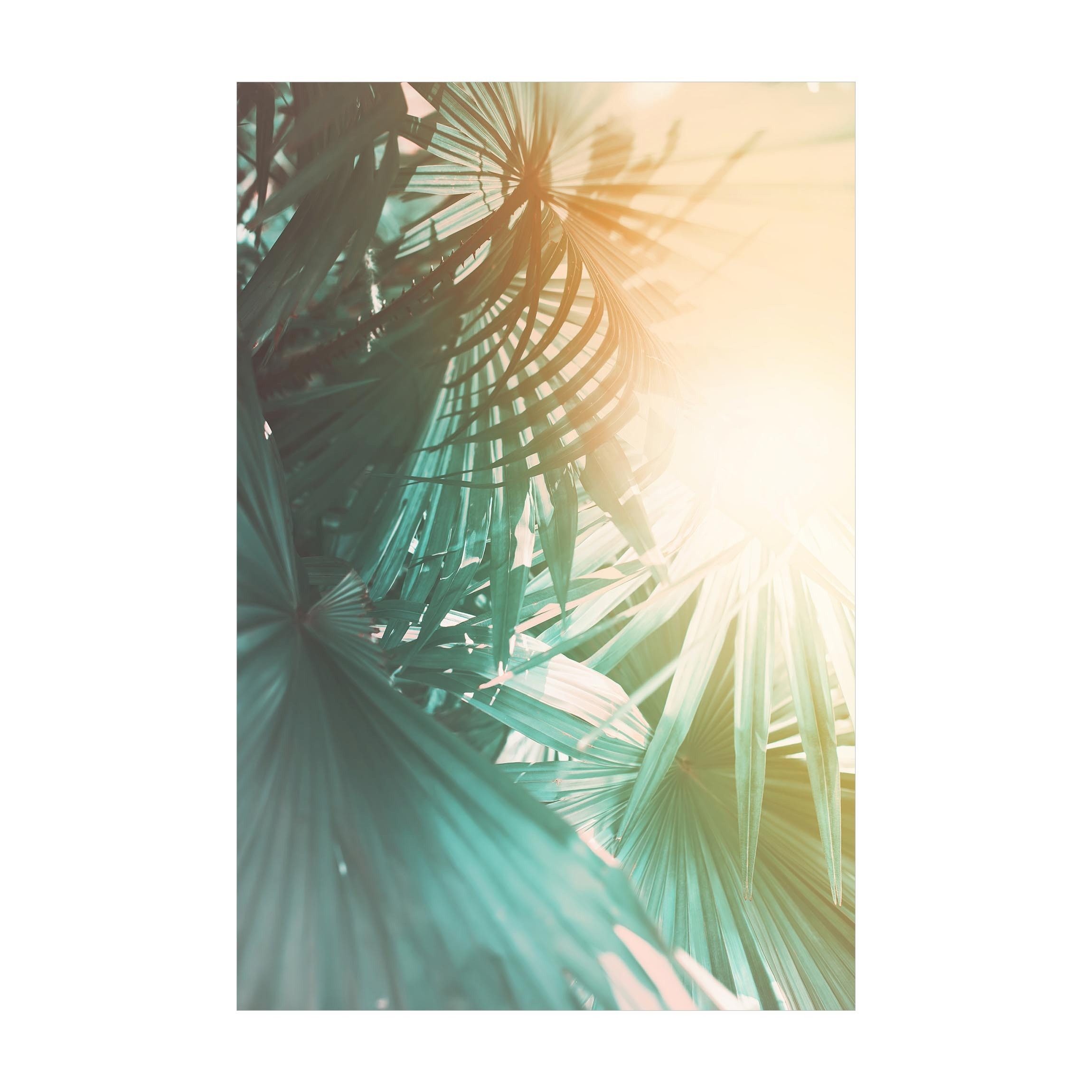 Bilderdepot24 Teppich Vinyl Wohnzimmer Schlafzimmer Flur Küche Tropical modern, rechteckig - türkis glatt, nass wischbar (Küche, Tierhaare) - Saugroboter & Bodenheizung geeignet