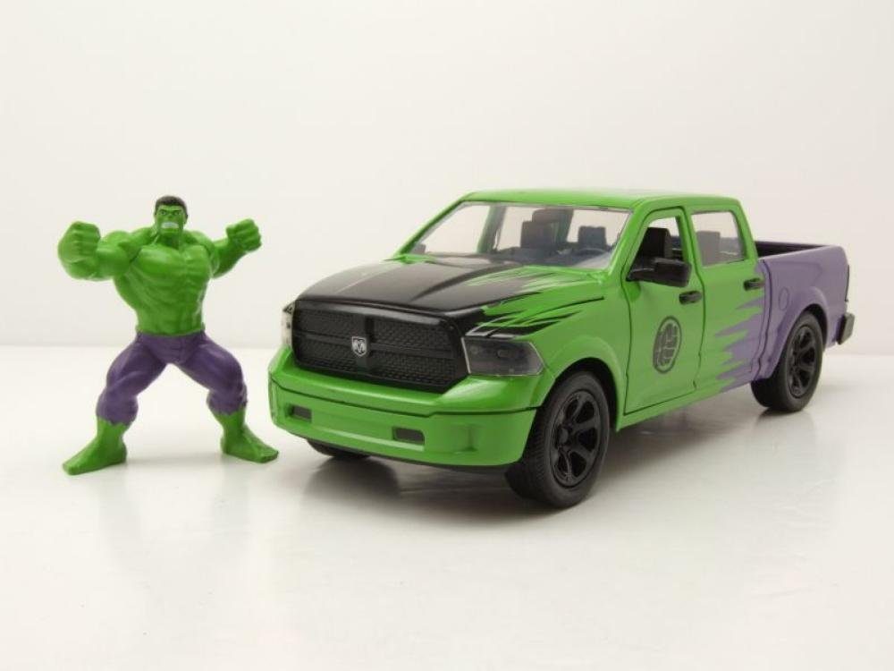 JADA Modellauto Ram 1500 Pick Up 2014 grün lila mit Hulk Figur Modellauto 1:24 Jada, Maßstab 1:24