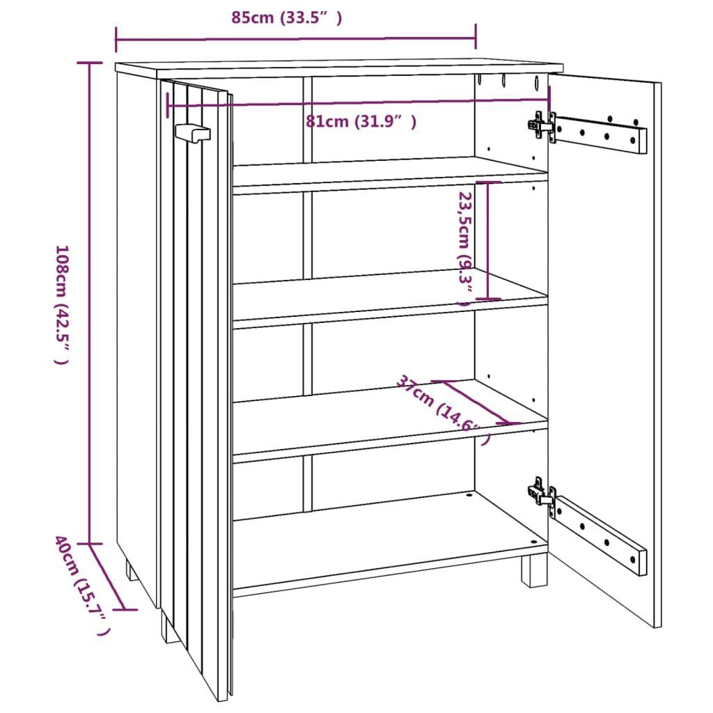 furnicato Schuhschrank HAMAR 85x40x108 cm Weiß Massivholz Kiefer