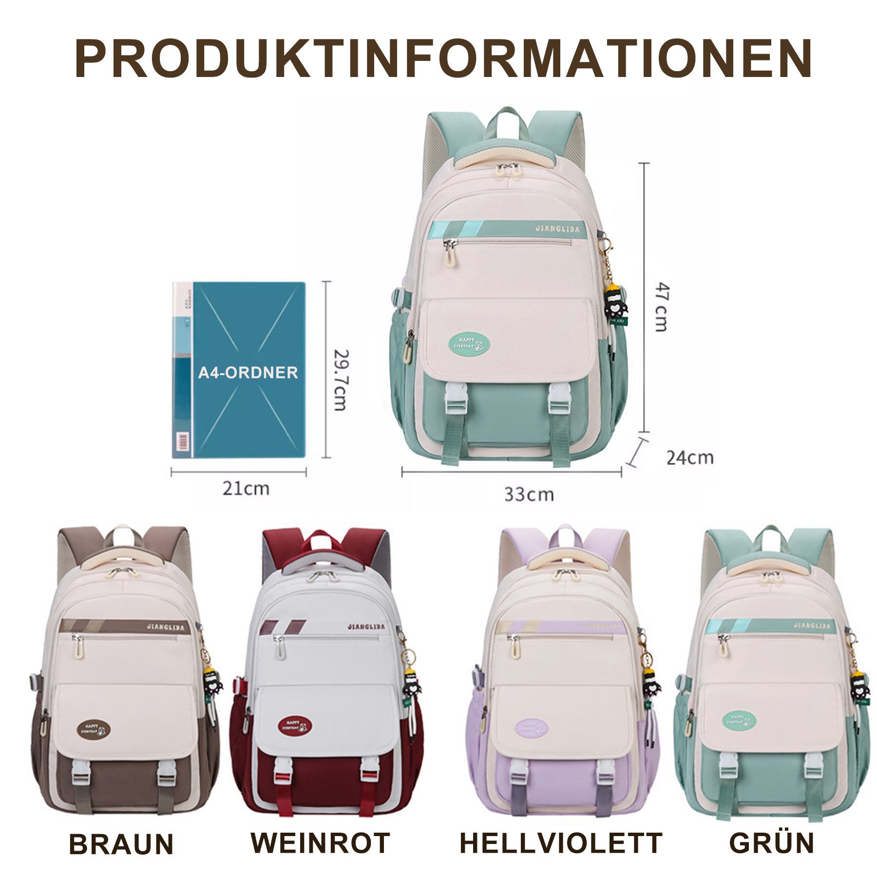 Mutig Schulrucksack Schulrucksack Teenager,Schulranzen-Set 3-teilig,große K günstig online kaufen